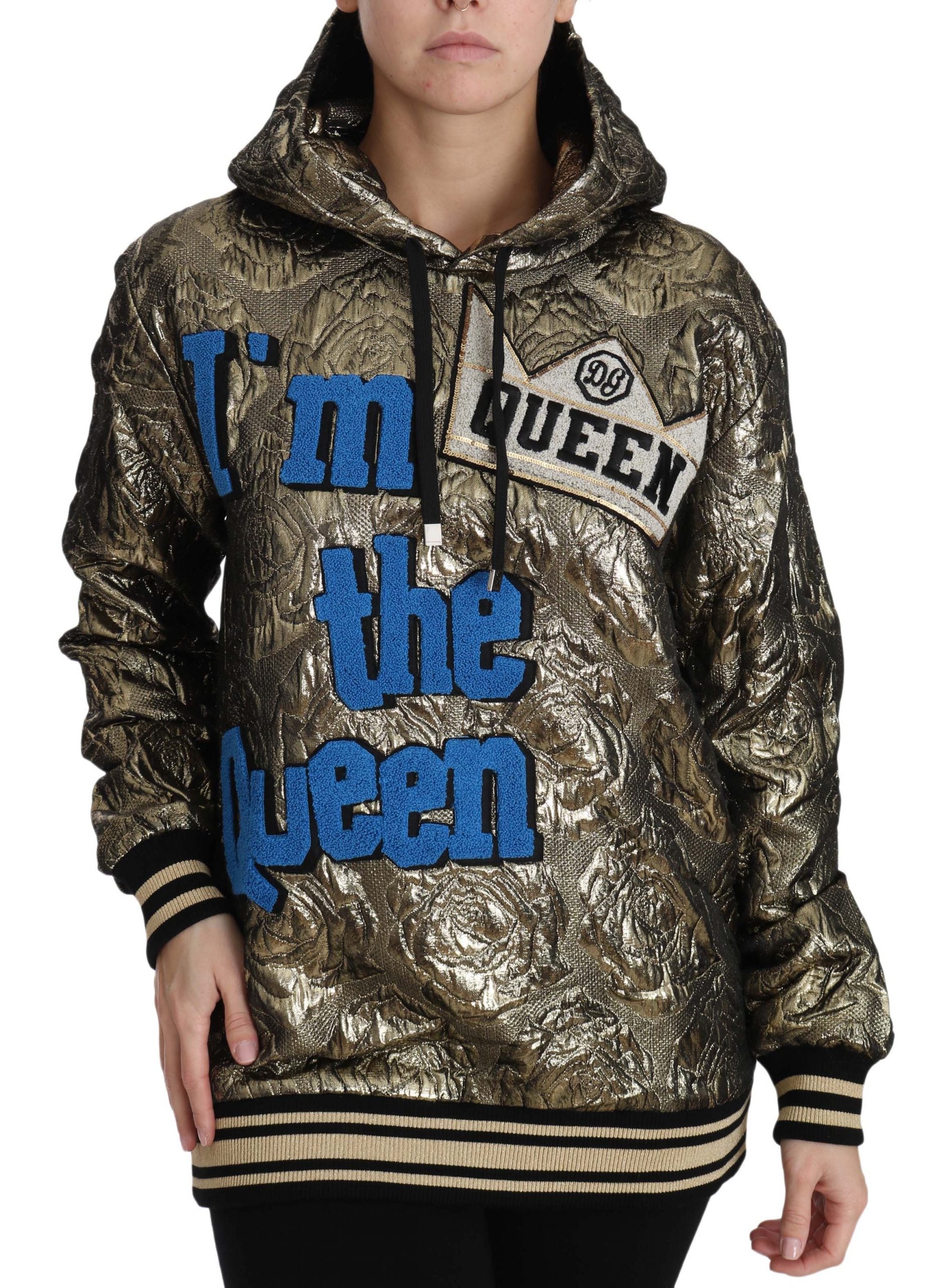 Dolce & Gabbana Im The Queen Jaquard Gold Sweatshirt Hoodie - PreLoved & Luxe