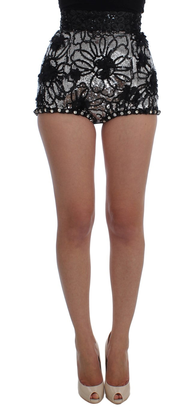 Dolce & Gabbana Black Crystal Sequined Mini Shorts - PreLoved & Luxe