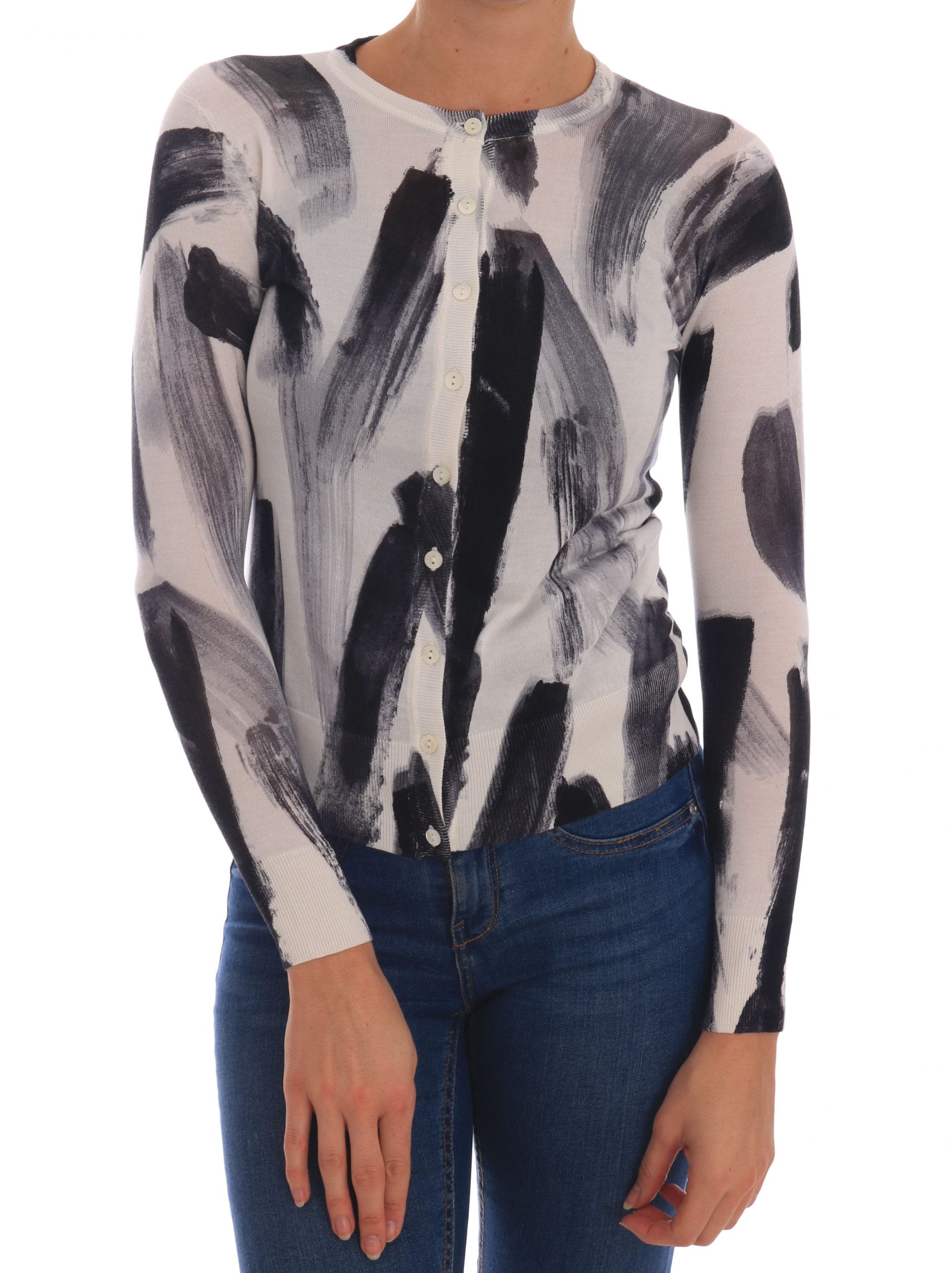 Dolce & Gabbana Cardigan Lightweight Silk Paint Stroke Sweater - PreLoved & Luxe