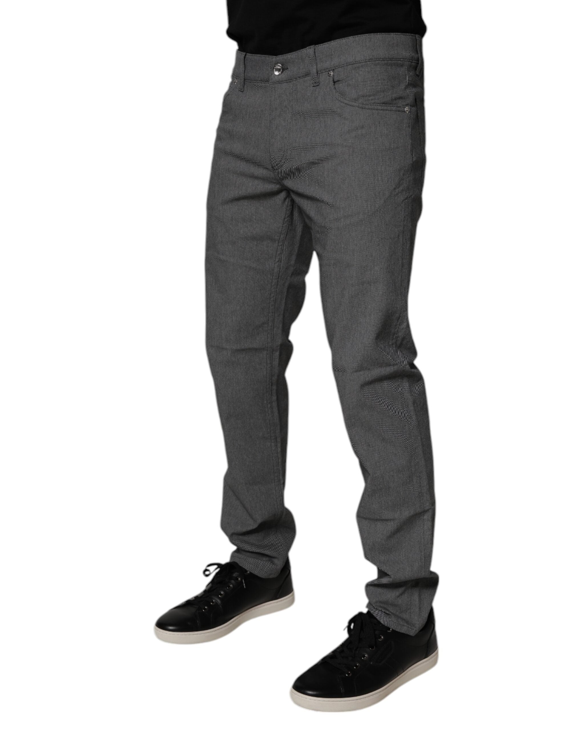 New Dolce & Gabbana Gray Cotton Stretch Skinny Denim Jeans