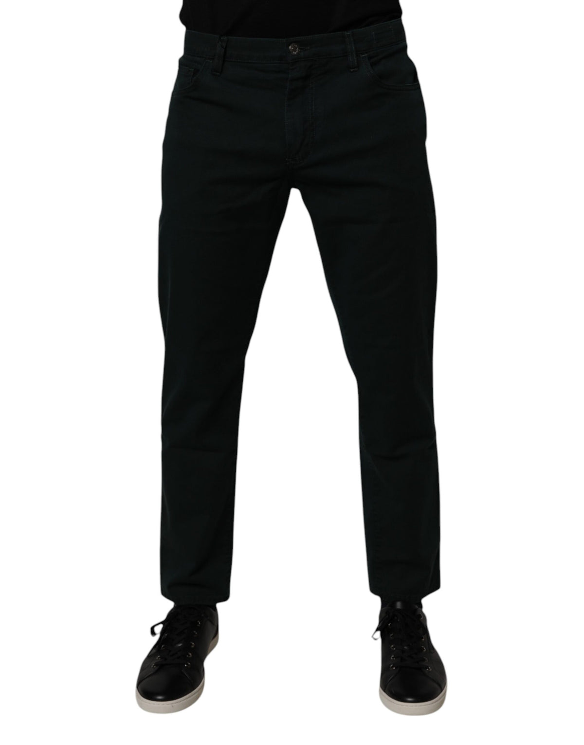 New Dolce & Gabbana Dark Green Cotton Loose Men Denim Jeans