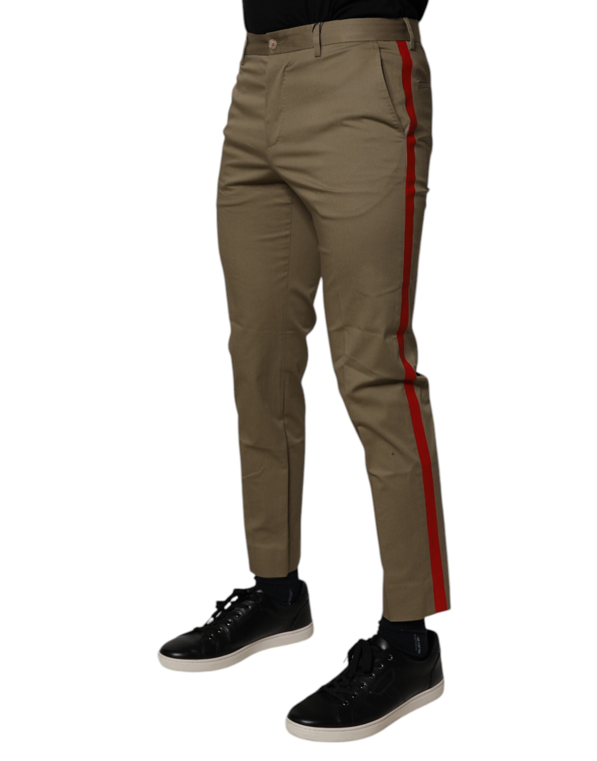 New Dolce & Gabbana Dark Khaki Cotton Tapered Pants