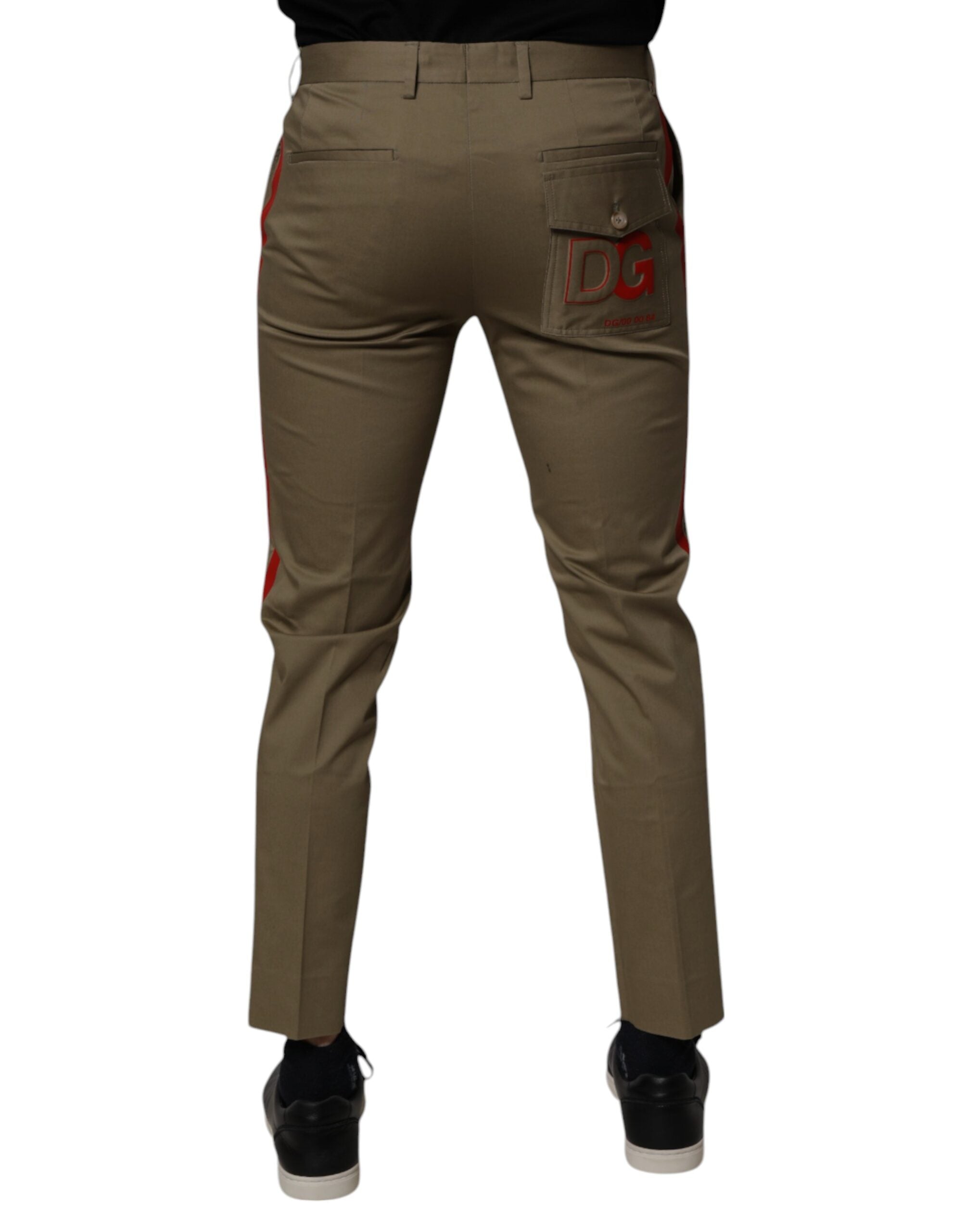New Dolce & Gabbana Dark Khaki Cotton Tapered Pants