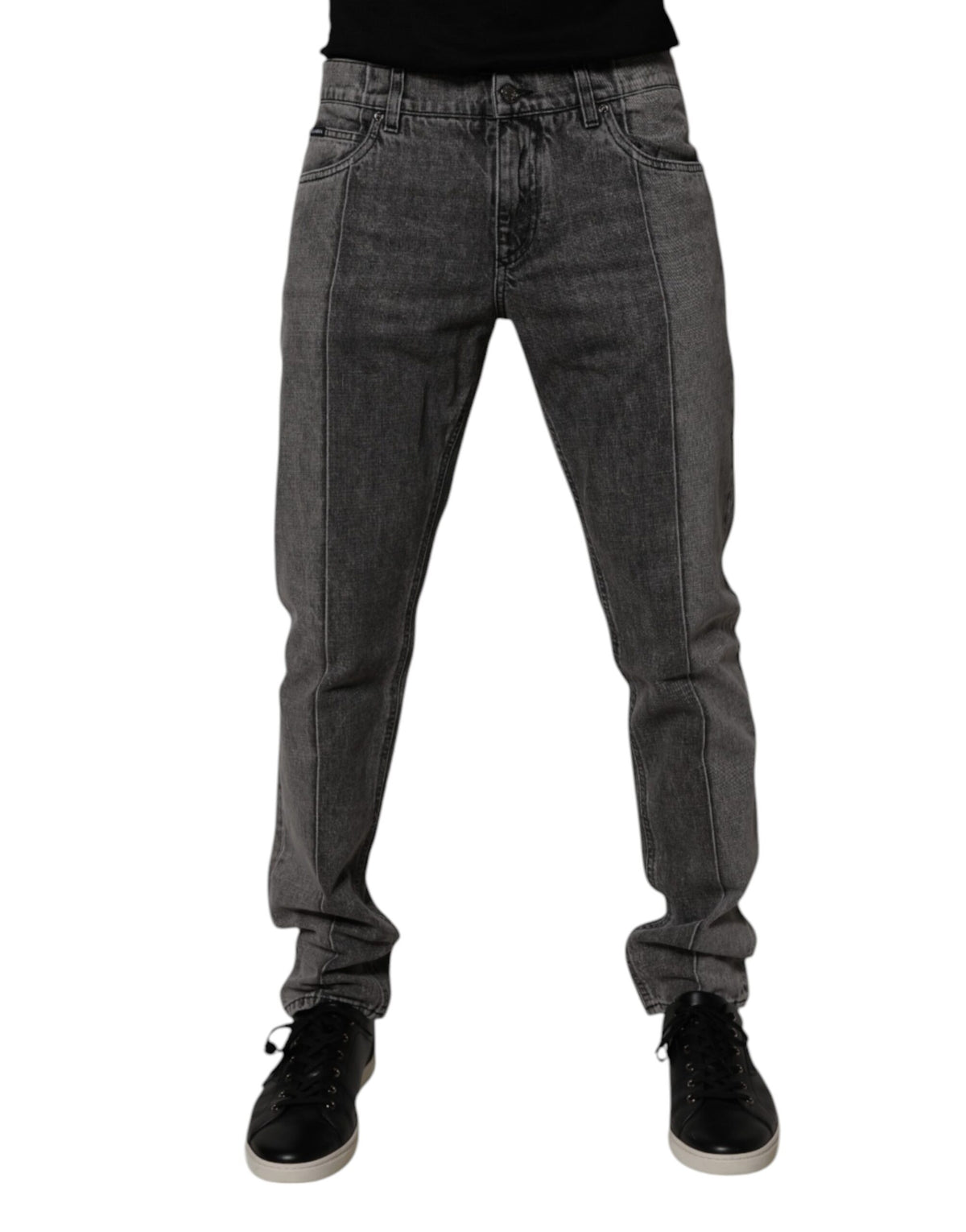 New Dolce & Gabbana Two Tone Gray Cotton Denim Jeans