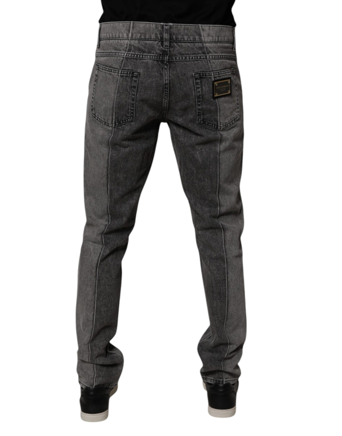 New Dolce & Gabbana Two Tone Gray Cotton Denim Jeans