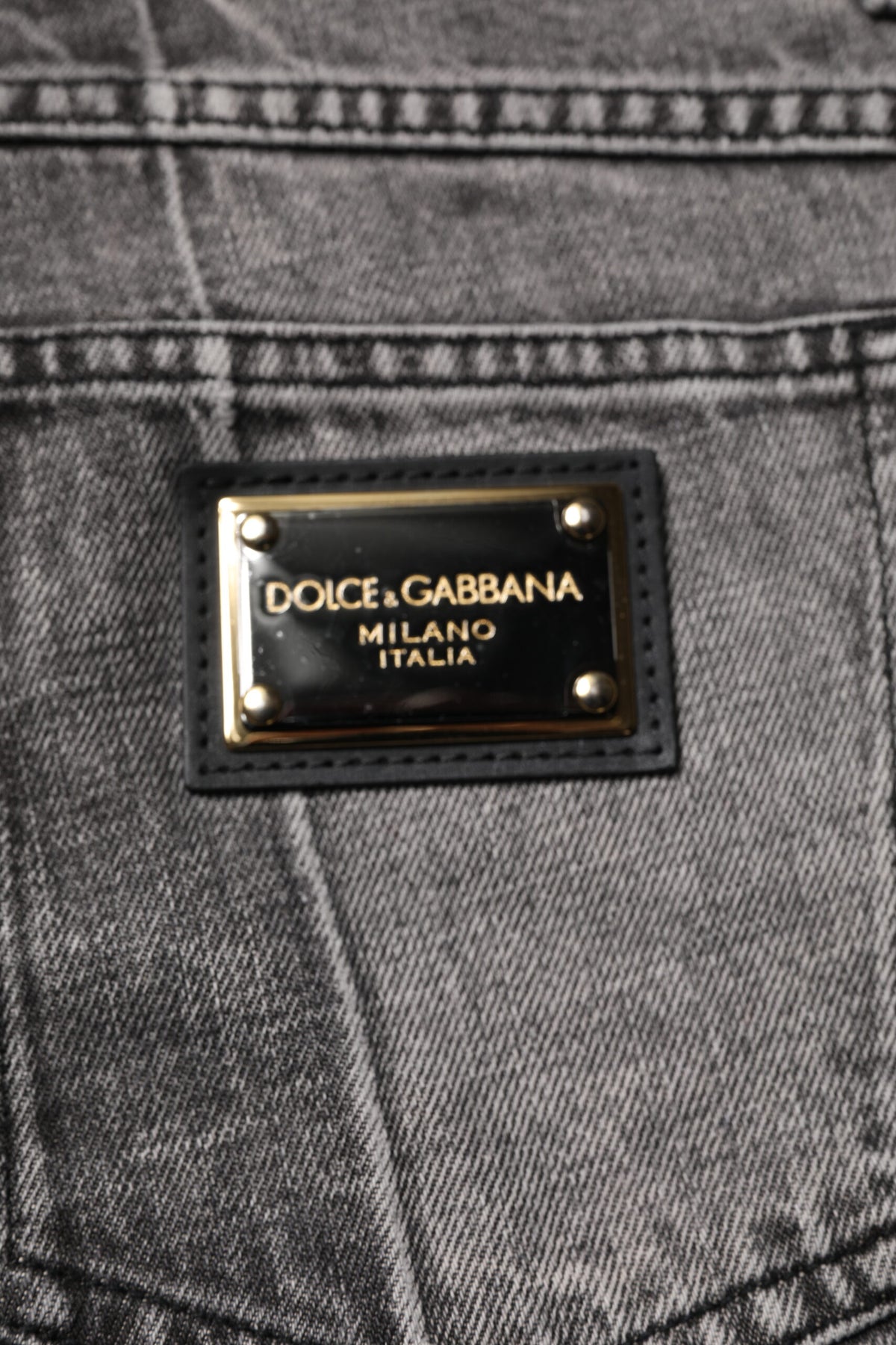 New Dolce & Gabbana Two Tone Gray Cotton Denim Jeans