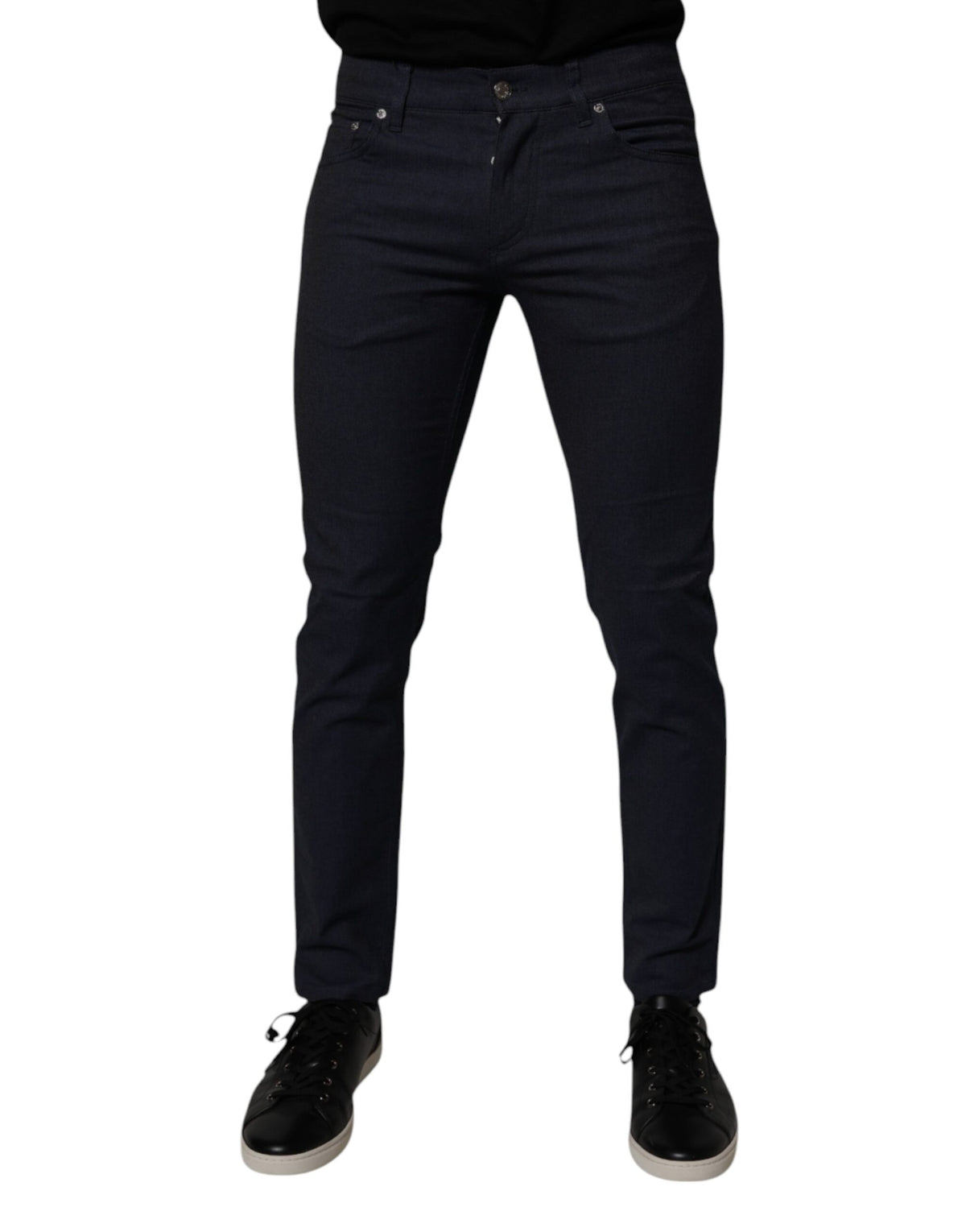 New Dolce & Gabbana Dark Blue Cotton Stretch Skinny Denim Jeans