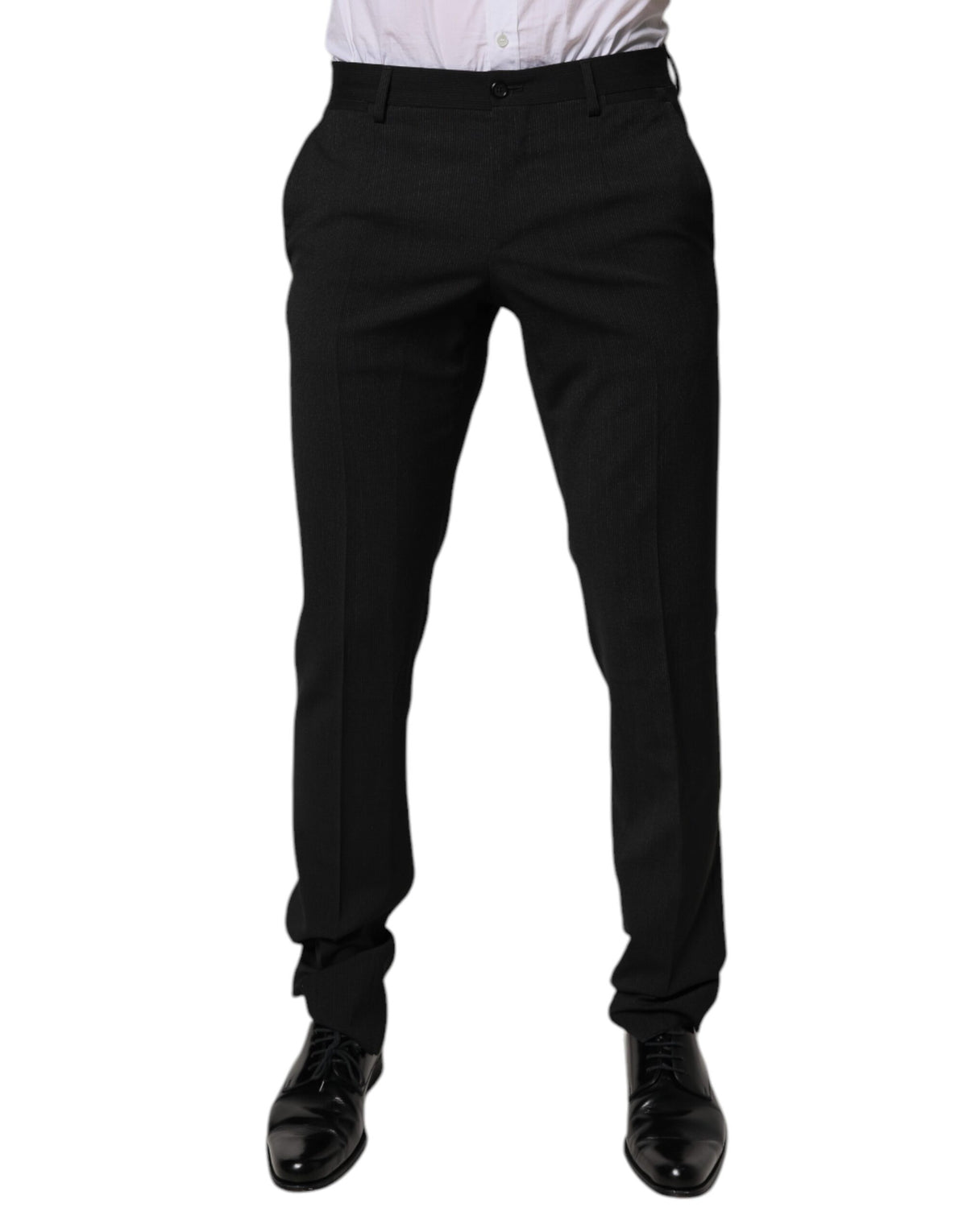 New Dolce & Gabbana Black Polyester Tapered Formal Men Dress Pants