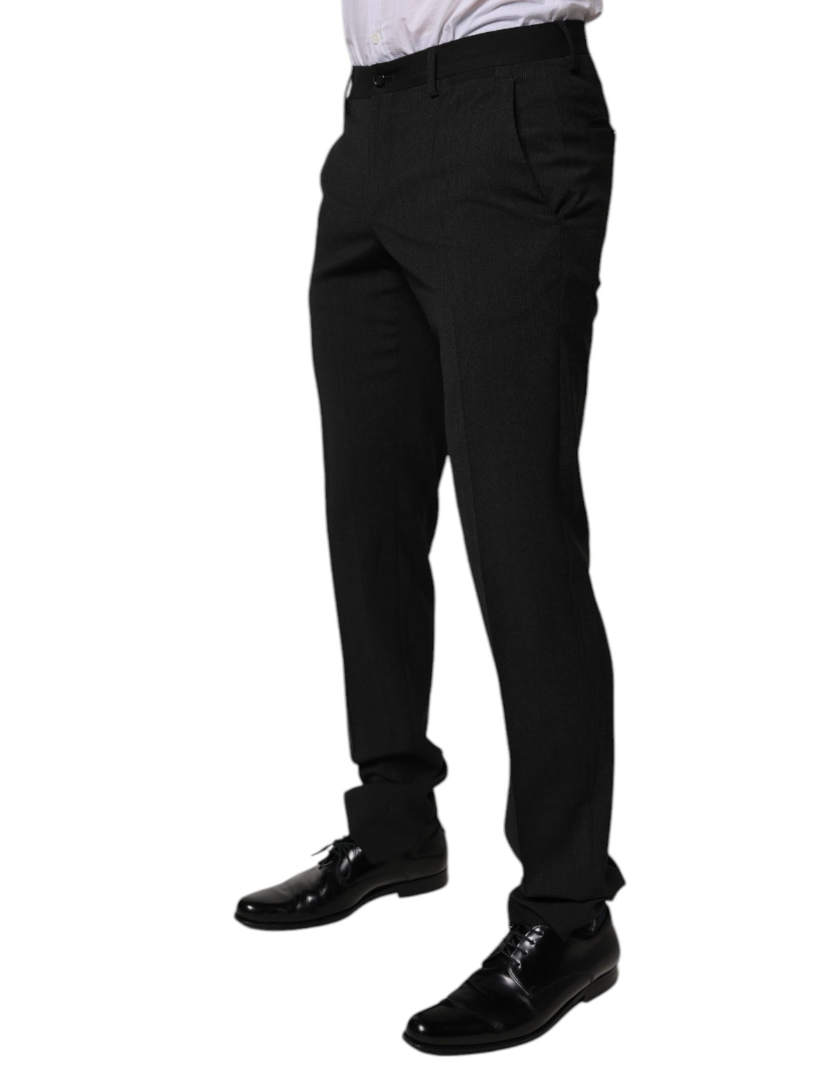 New Dolce & Gabbana Black Polyester Tapered Formal Men Dress Pants