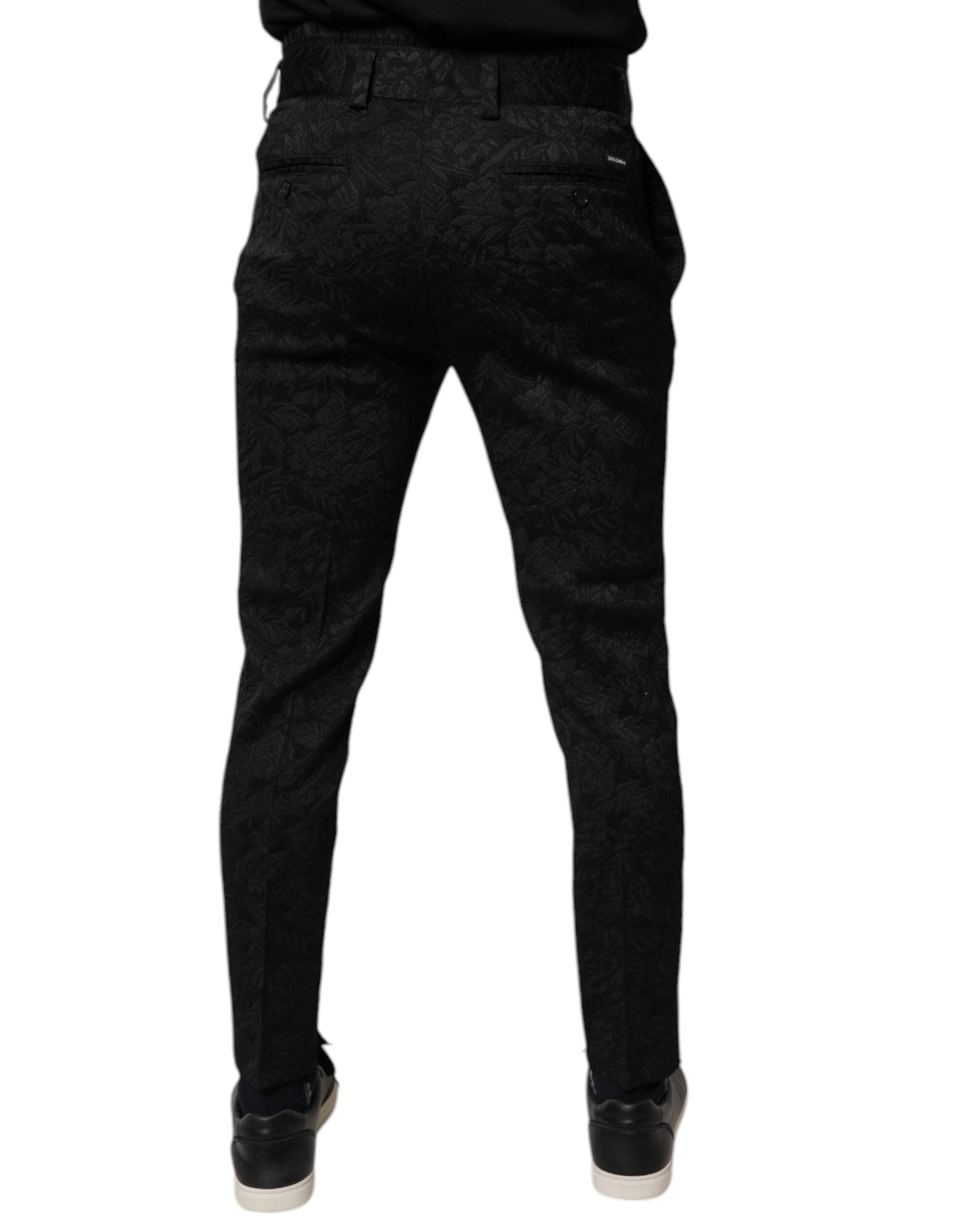 New Dolce & Gabbana Black Brocade Skinny Dress Pants