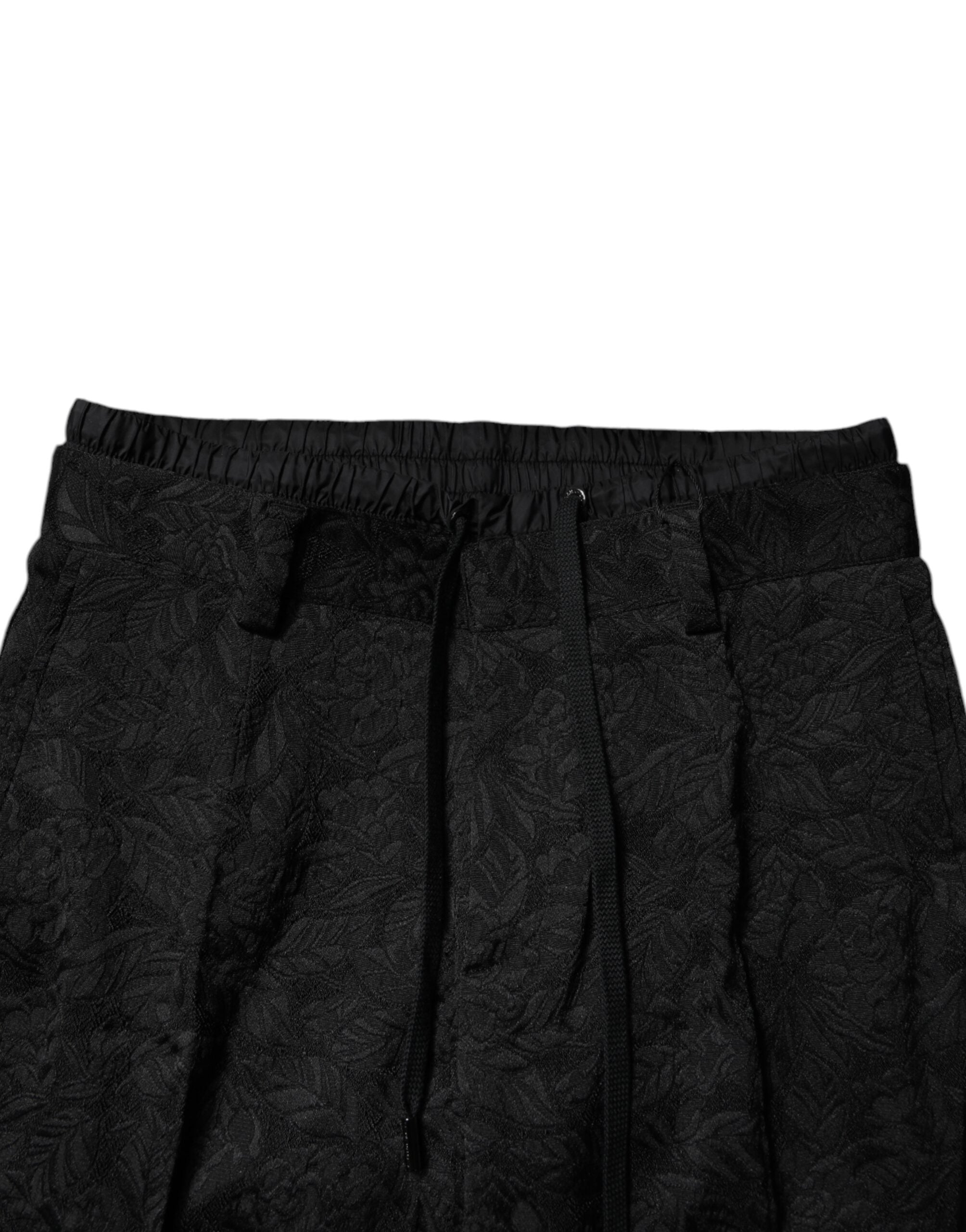 New Dolce & Gabbana Black Brocade Skinny Dress Pants