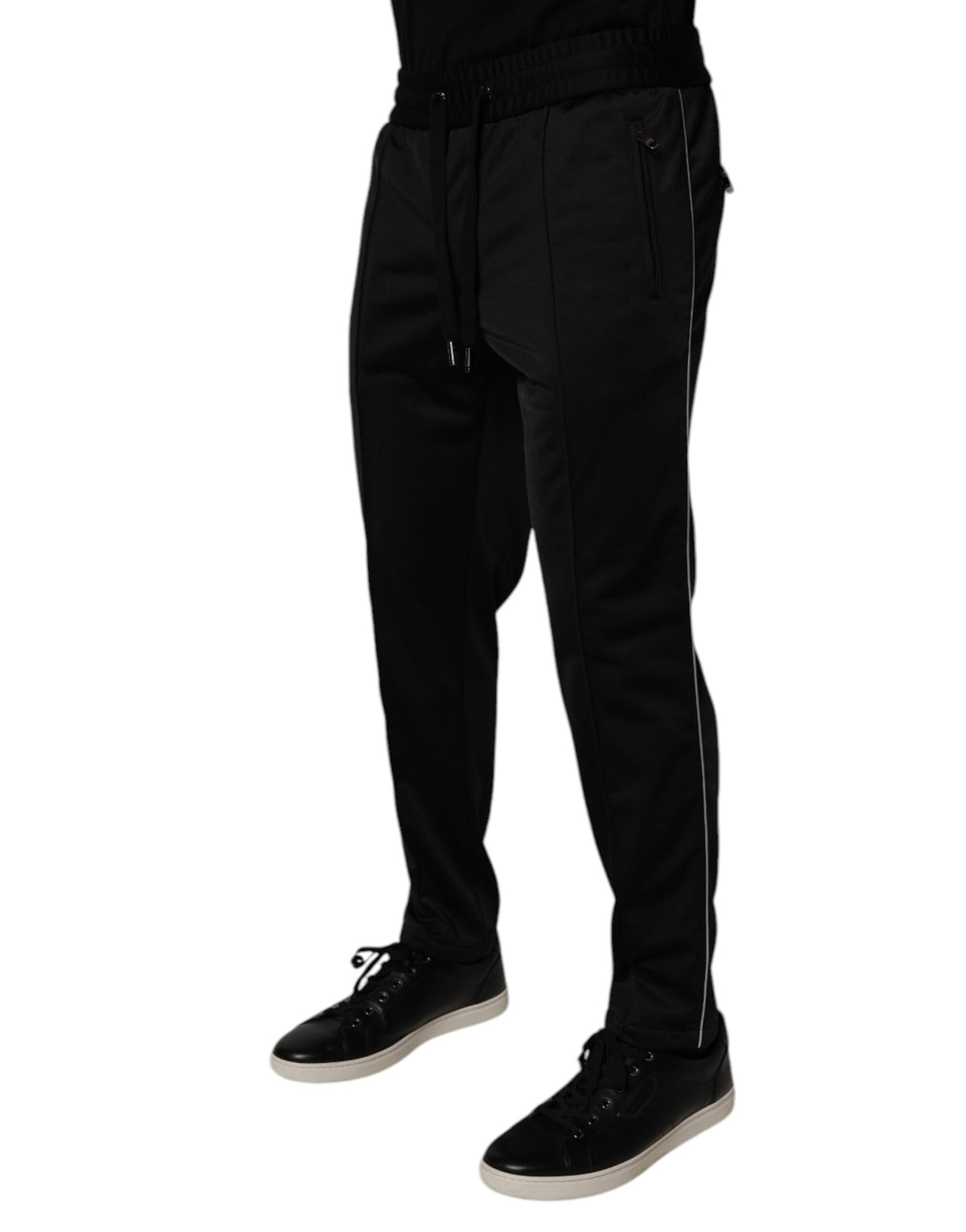 Dolce & Gabbana Black Polyester Men Jogger Sweatpants Pants