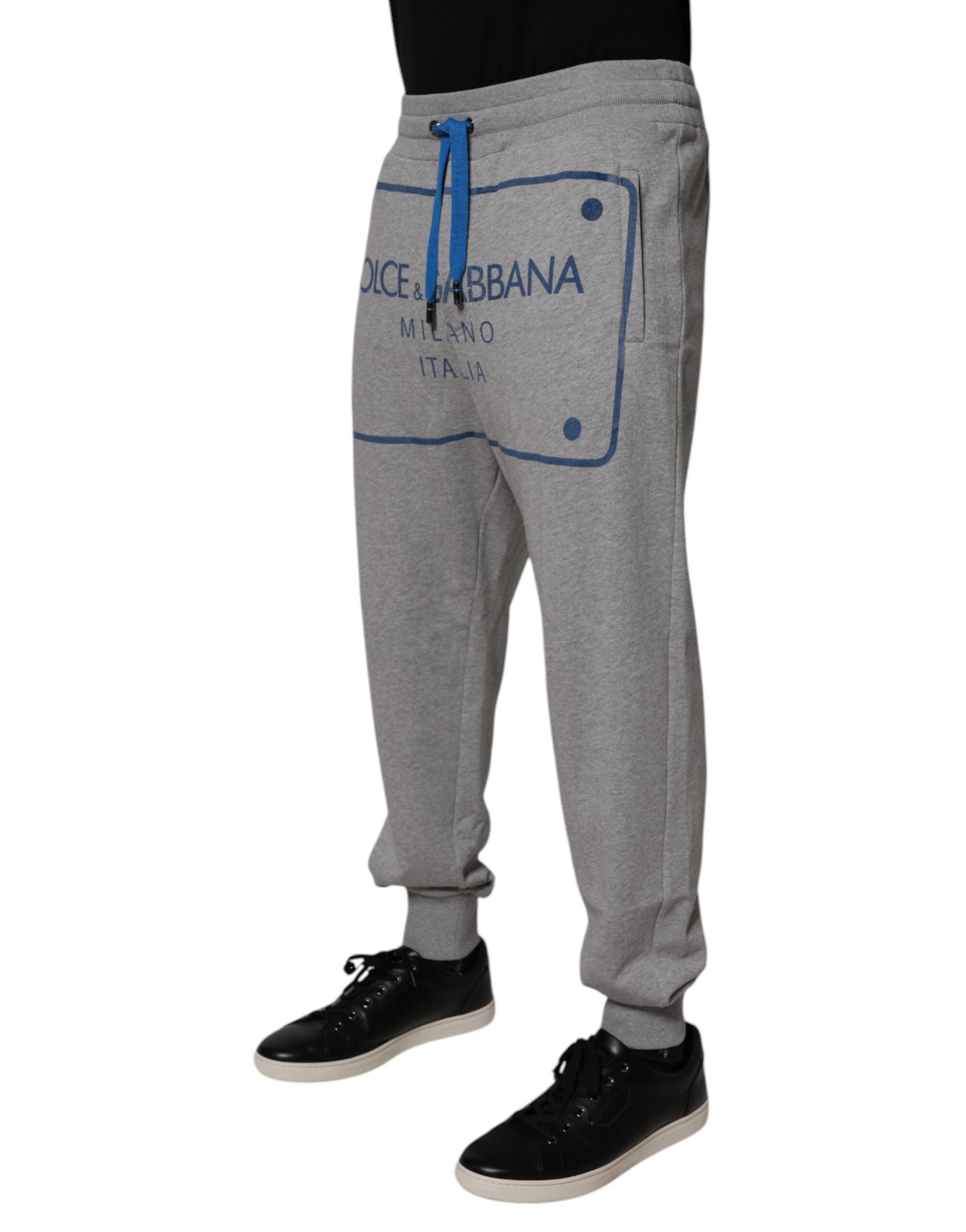 Dolce & Gabbana Gray Logo Cotton Men Jogger Sweatpants Pants