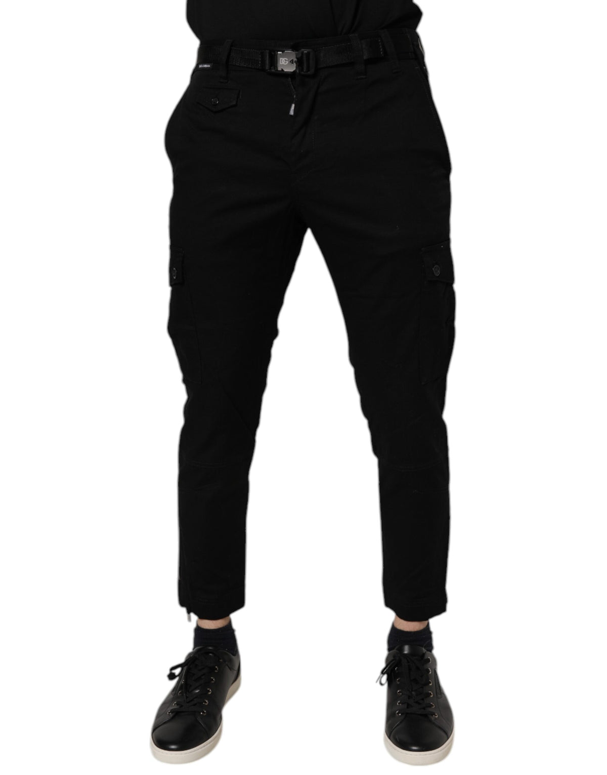 New Dolce & Gabbana Black Cotton Stretch Skinny Cargo Denim Jeans
