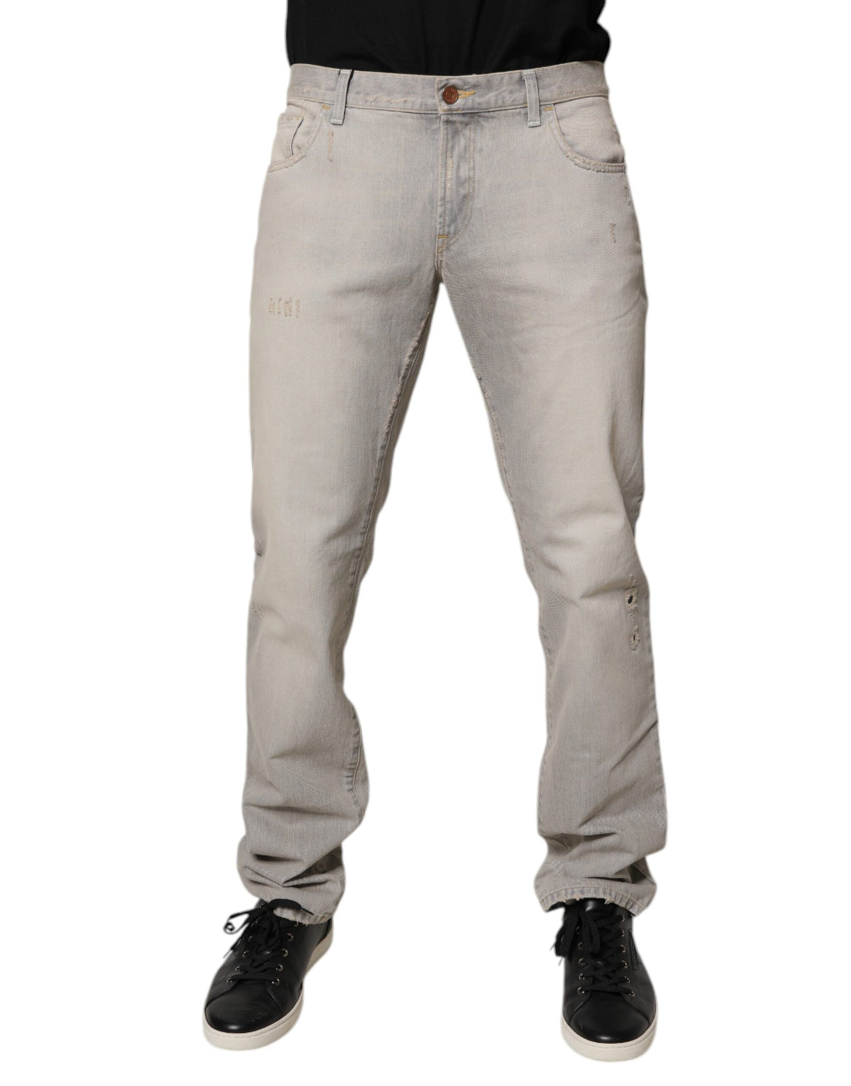 New Dolce & Gabbana Light Gray Cotton Skinny Denim Jeans
