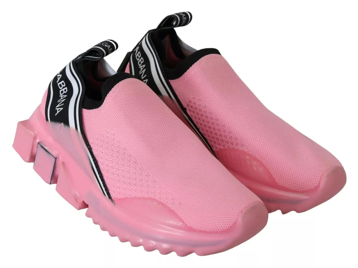 New Dolce & Gabbana Pink Low Top Sorrento Sneakers Slip On Casual Shoes