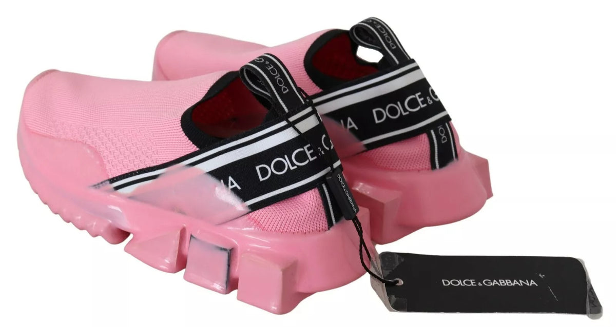 New Dolce & Gabbana Pink Low Top Sorrento Sneakers Slip On Casual Shoes