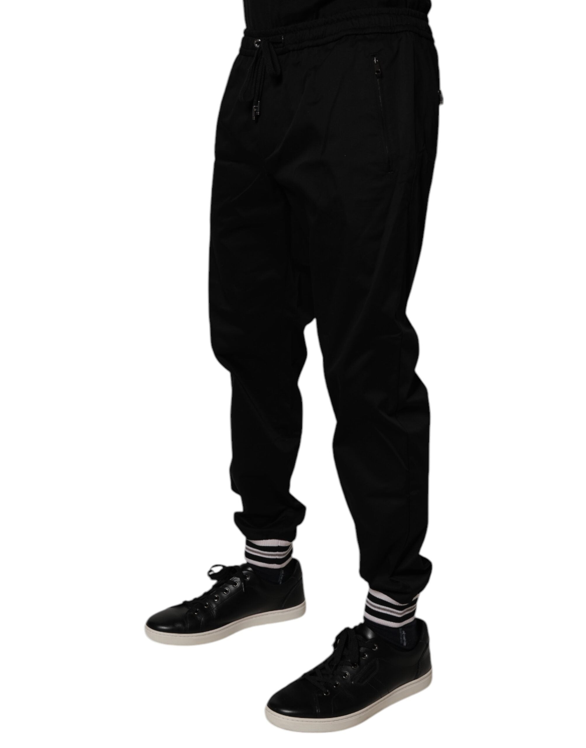 Dolce & Gabbana Black Cotton Stretch Jogger Sweatpants Pants
