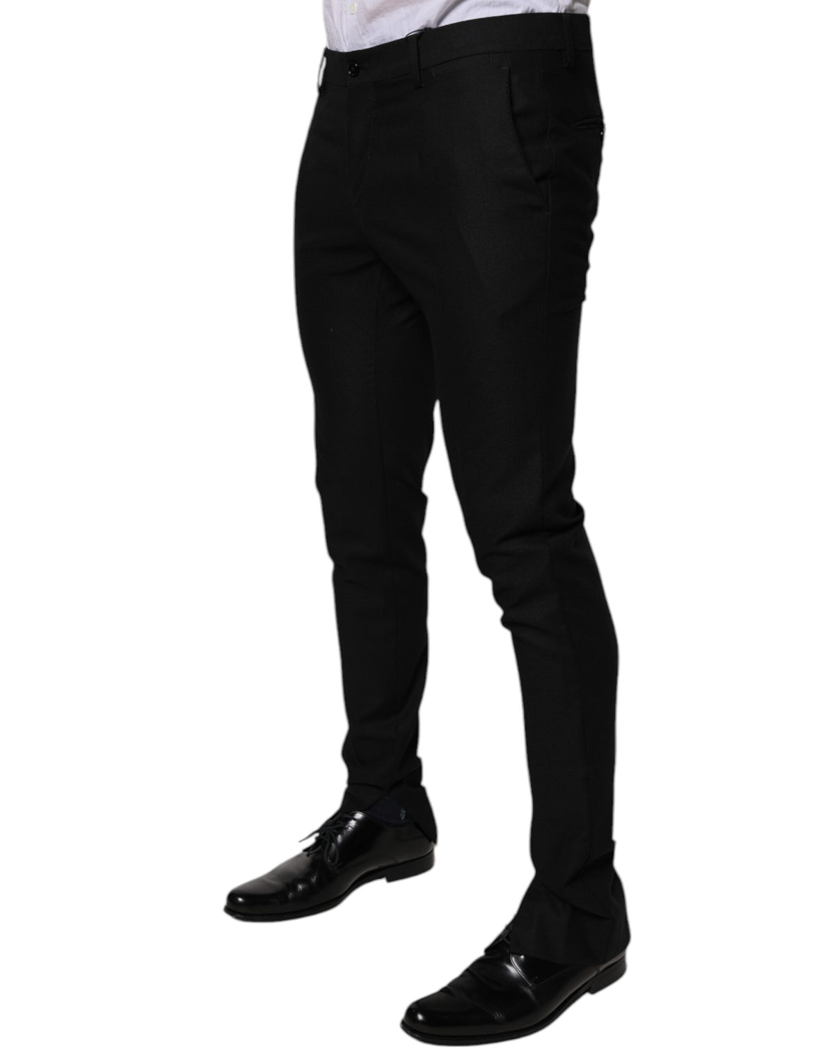 New Dolce & Gabbana Black Virgin Wool MenSkinny Dress Formal Pants