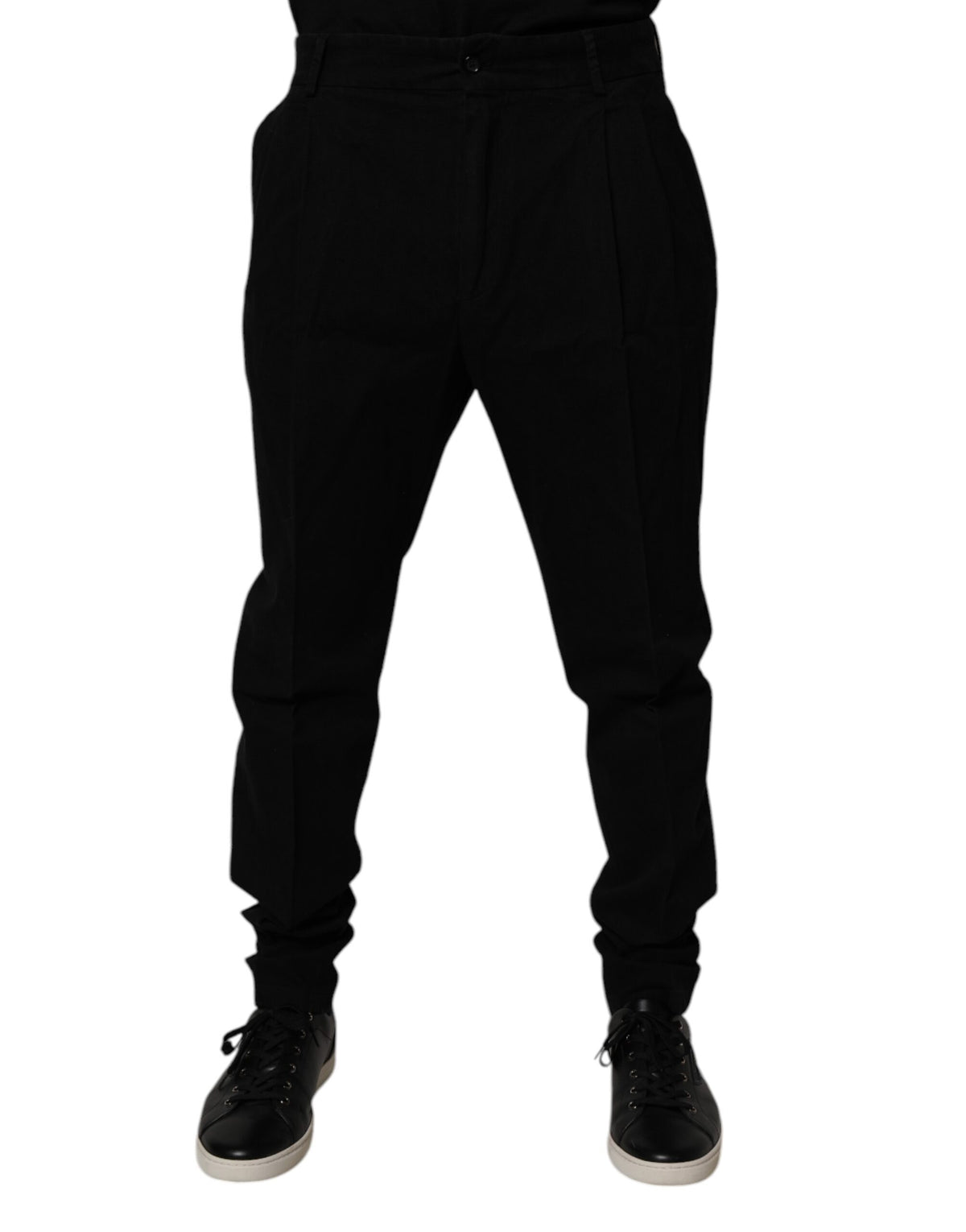 New Dolce & Gabbana Black Cotton Stretch Skinny Pants