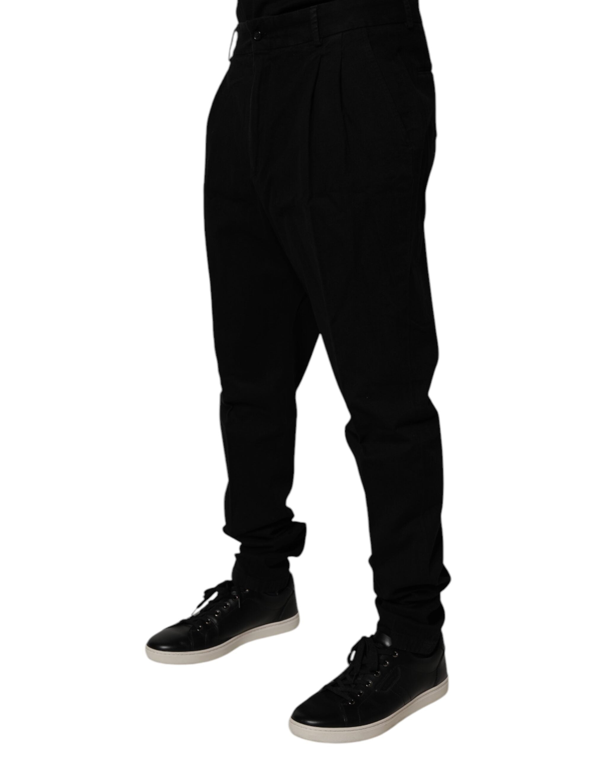 New Dolce & Gabbana Black Cotton Stretch Skinny Pants