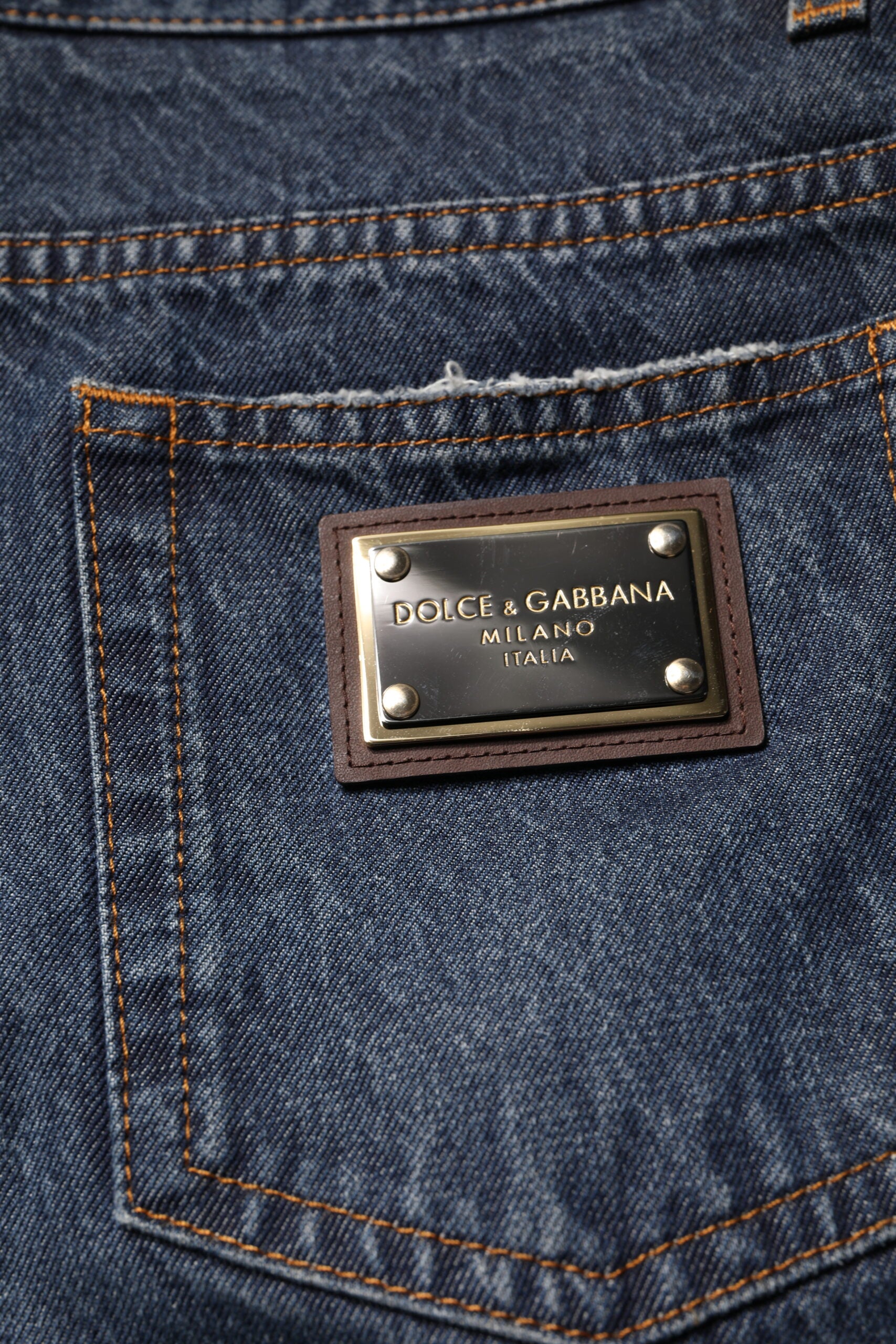 New Dolce & Gabbana Beige Blue Floral Cotton Men Denim Jeans