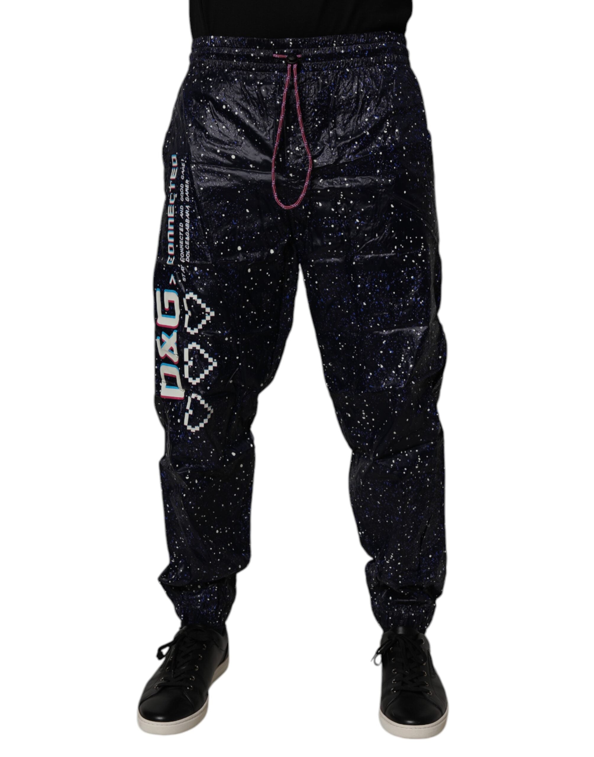 Dolce & Gabbana Dark Blue DG Game Print Cotton Jogger Pants