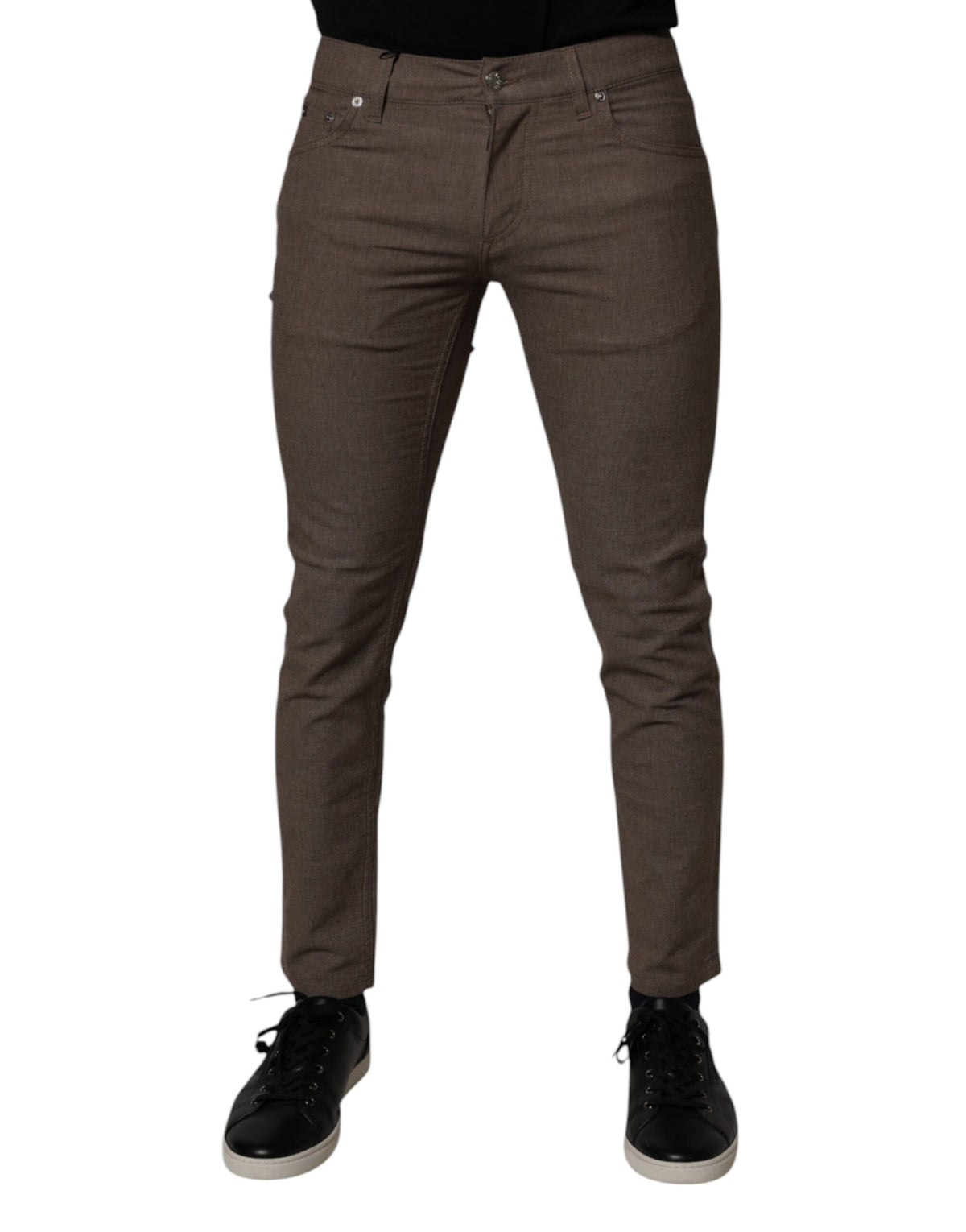 New Dolce & Gabbana Brown Cotton Stretch Chino Pants