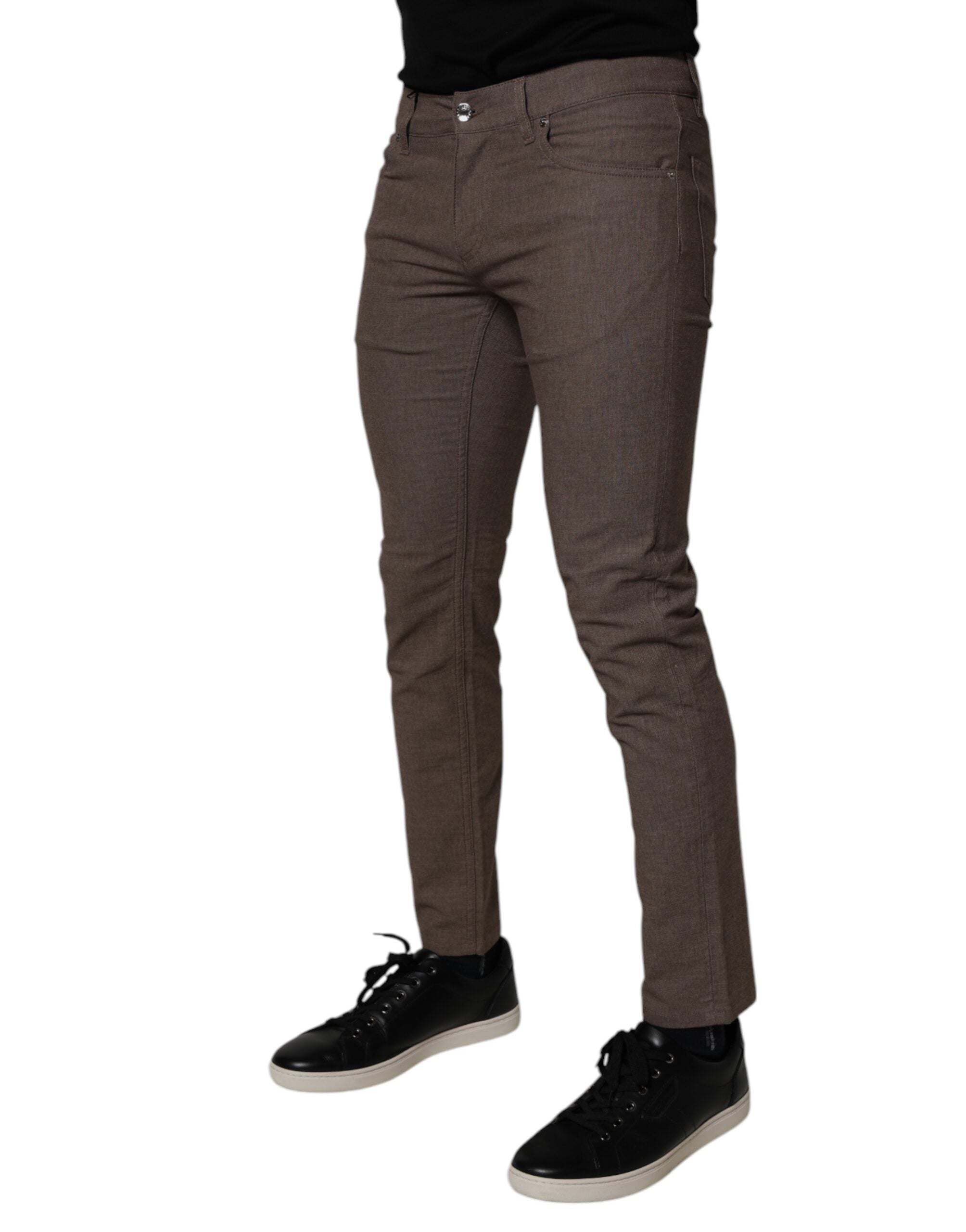 New Dolce & Gabbana Brown Cotton Stretch Chino Pants