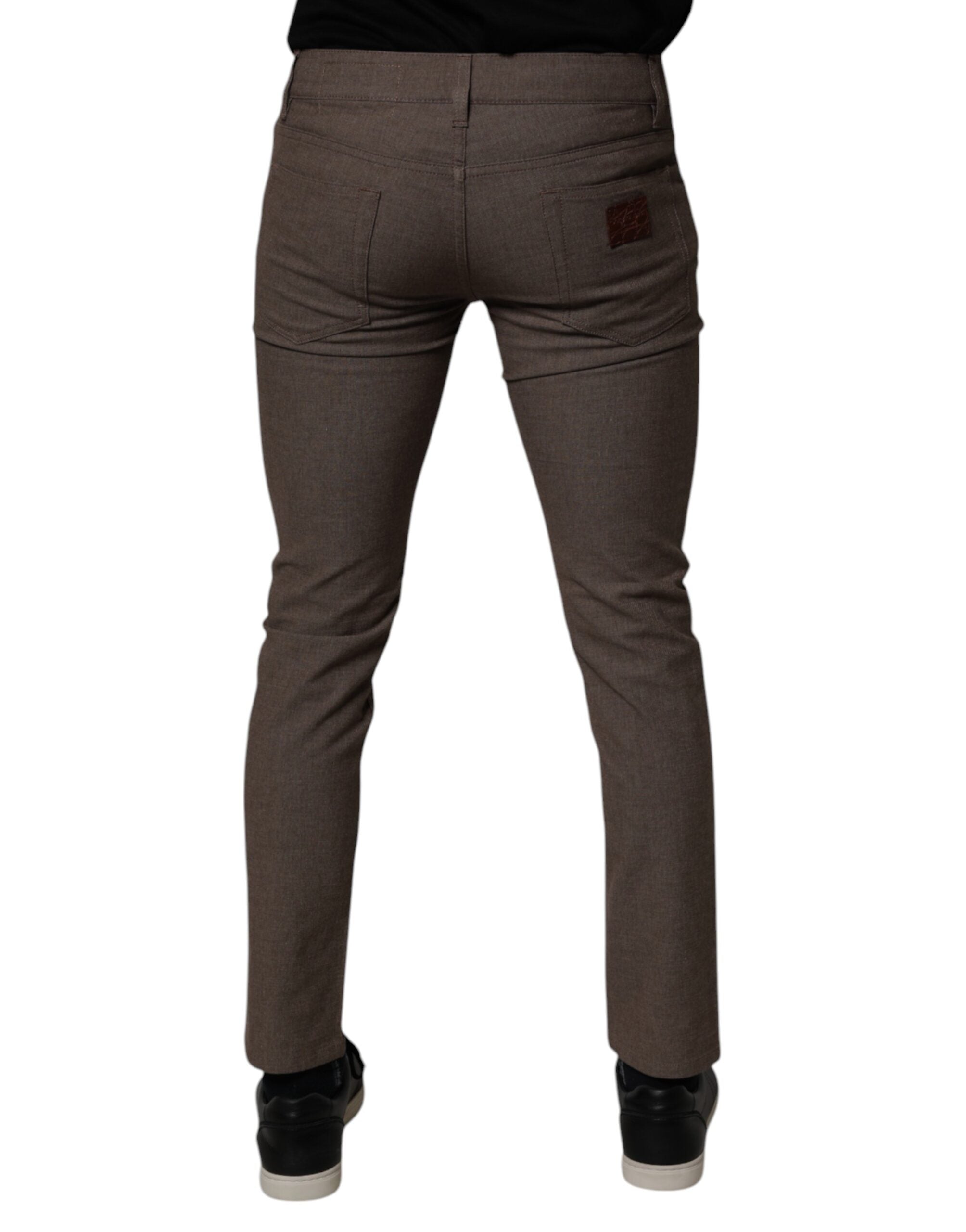 New Dolce & Gabbana Brown Cotton Stretch Chino Pants