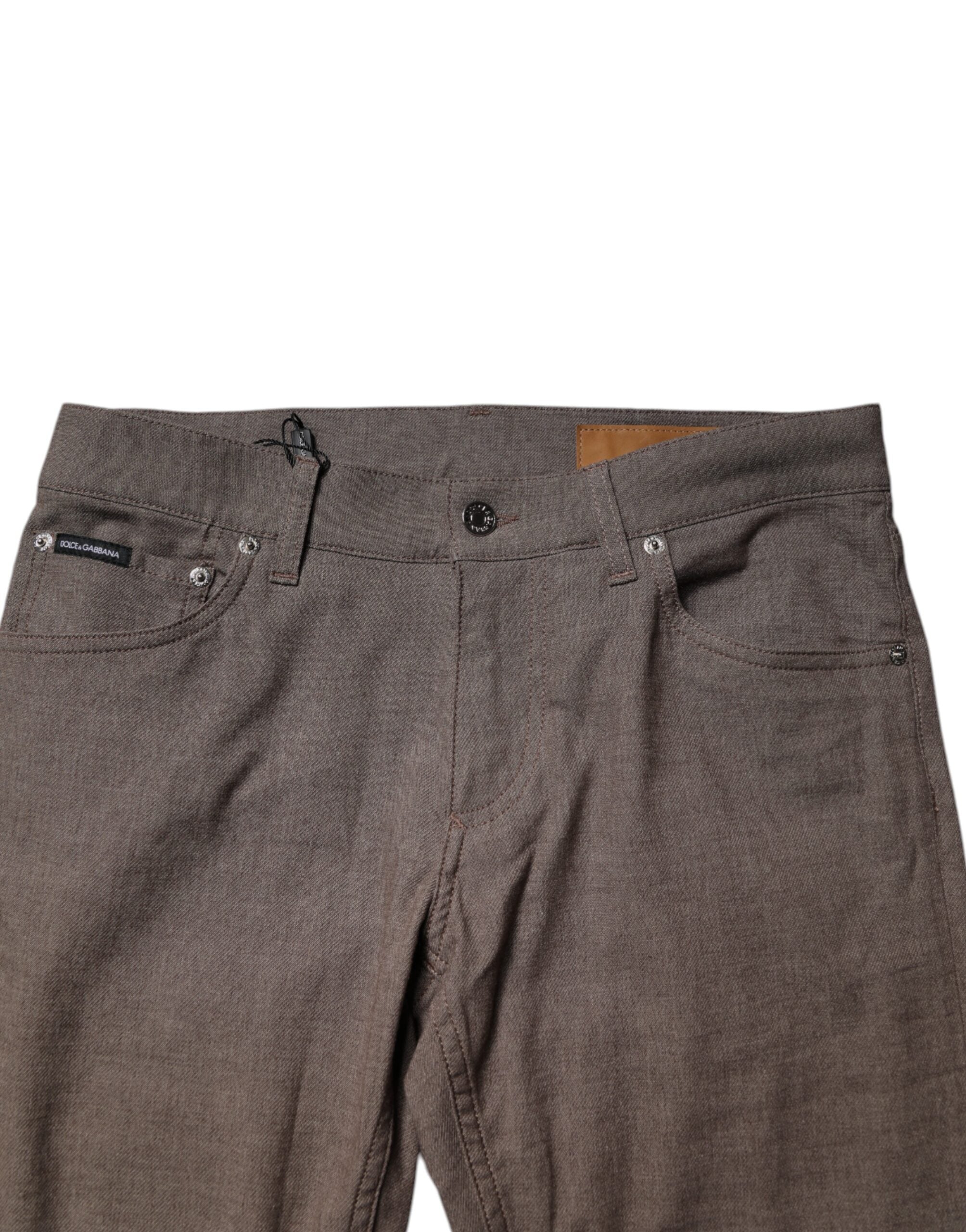 New Dolce & Gabbana Brown Cotton Stretch Chino Pants