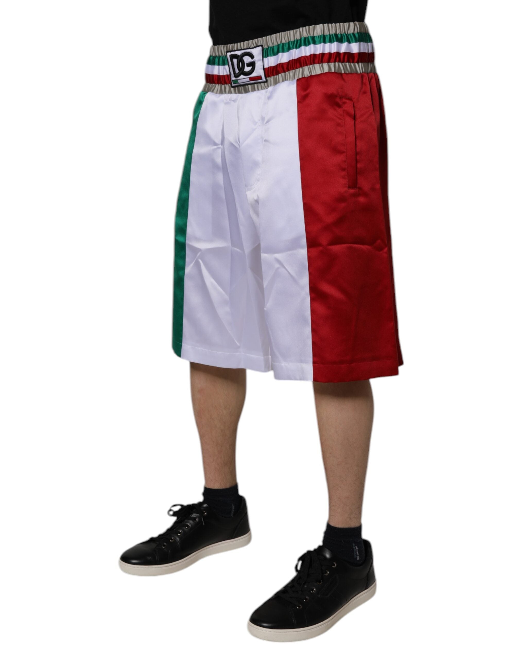 New Dolce & Gabbana Multicolor Italia Polyester Bermuda Shorts