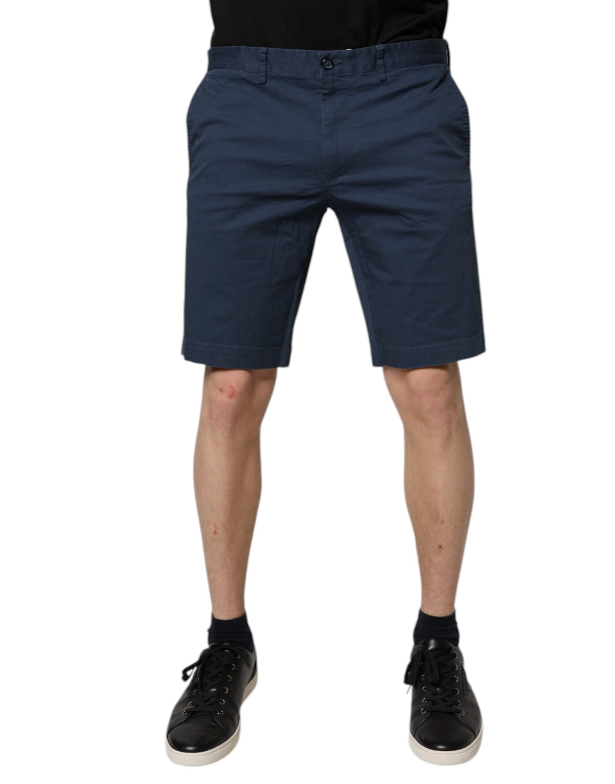 New Dolce & Gabbana Blue Cotton Mid Waist Men Bermuda Shorts