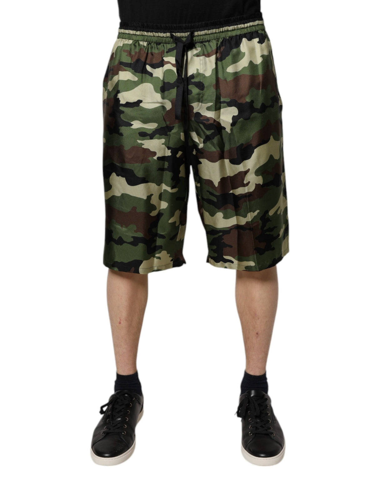 Dolce & Gabbana Multicolor Camouflage Silk Mid Waist Bermuda Shorts