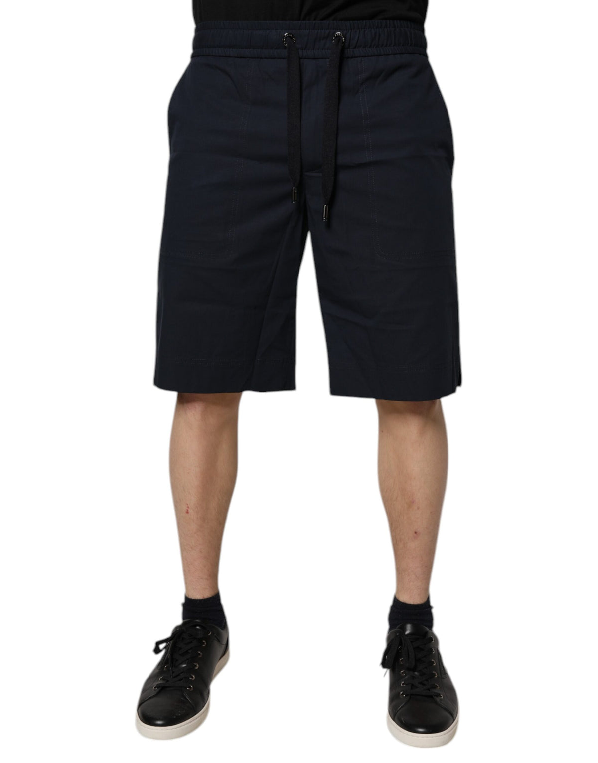 New Dolce & Gabbana Dark Blue Cotton Bermuda Sweatshorts Shorts