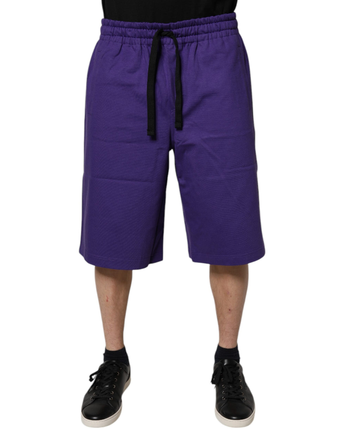 New Dolce & Gabbana Purple Cotton Men Bermuda Sweatshorts Shorts