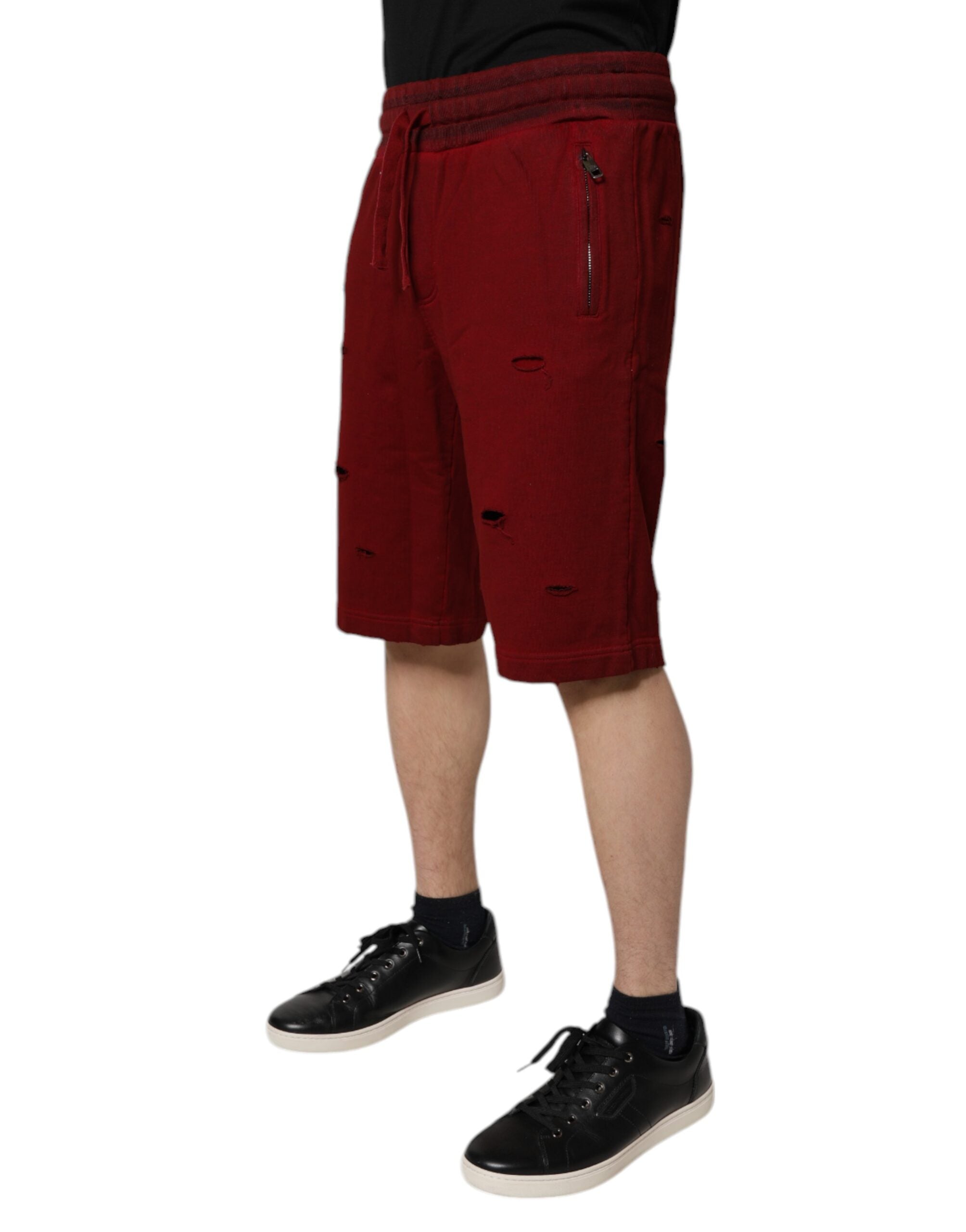 New Dolce & Gabbana Bordeaux Cotton Bermuda Men Sweatshorts Shorts