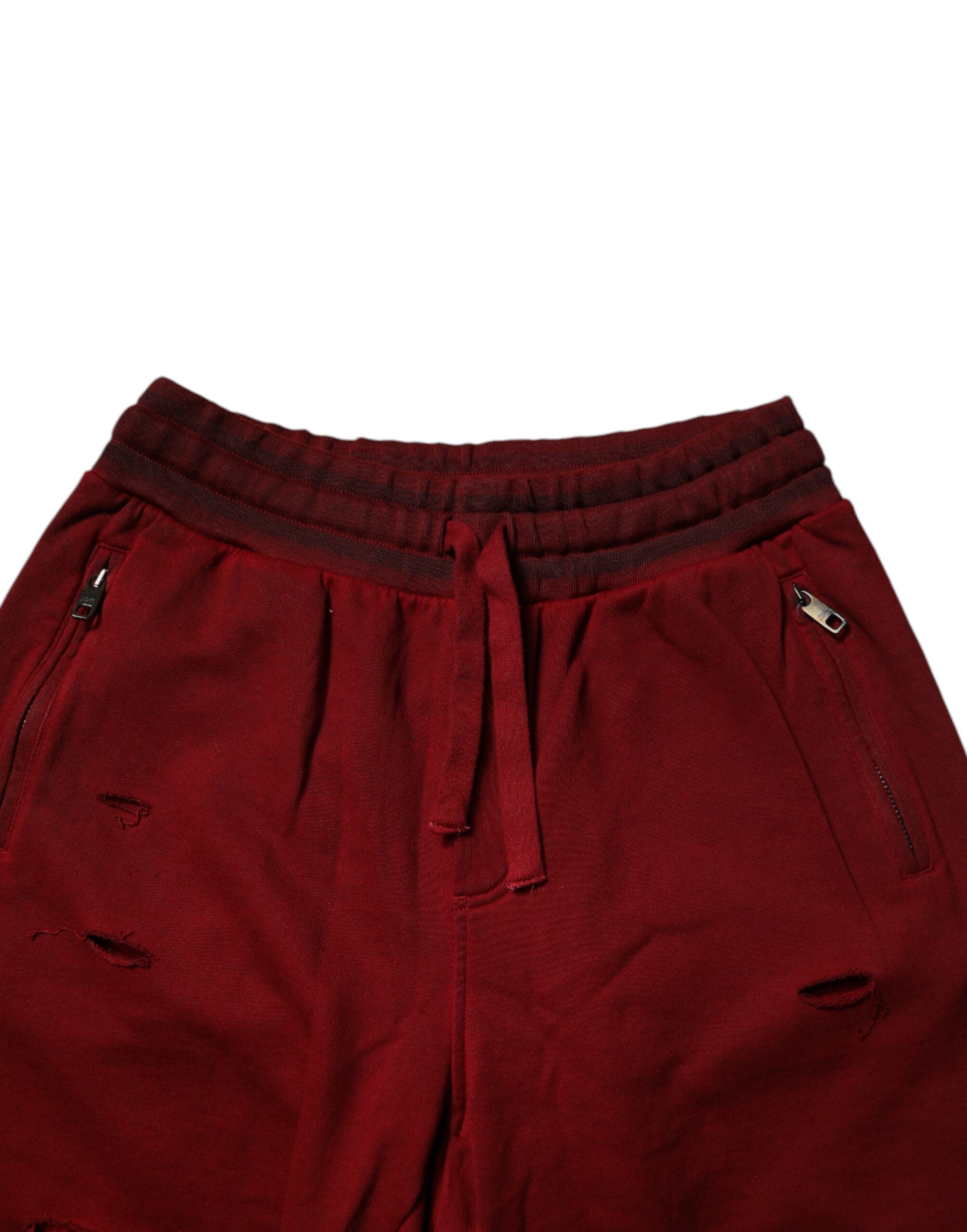 New Dolce & Gabbana Burgundy Cotton Bermuda Men Sweatshorts Shorts