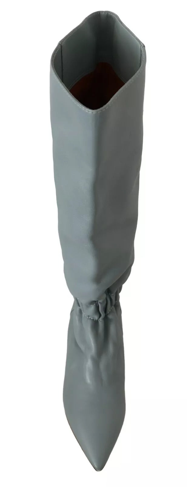 Red Valentino Blue Leather Elastic Flats Pull On Knee High Boots Shoes