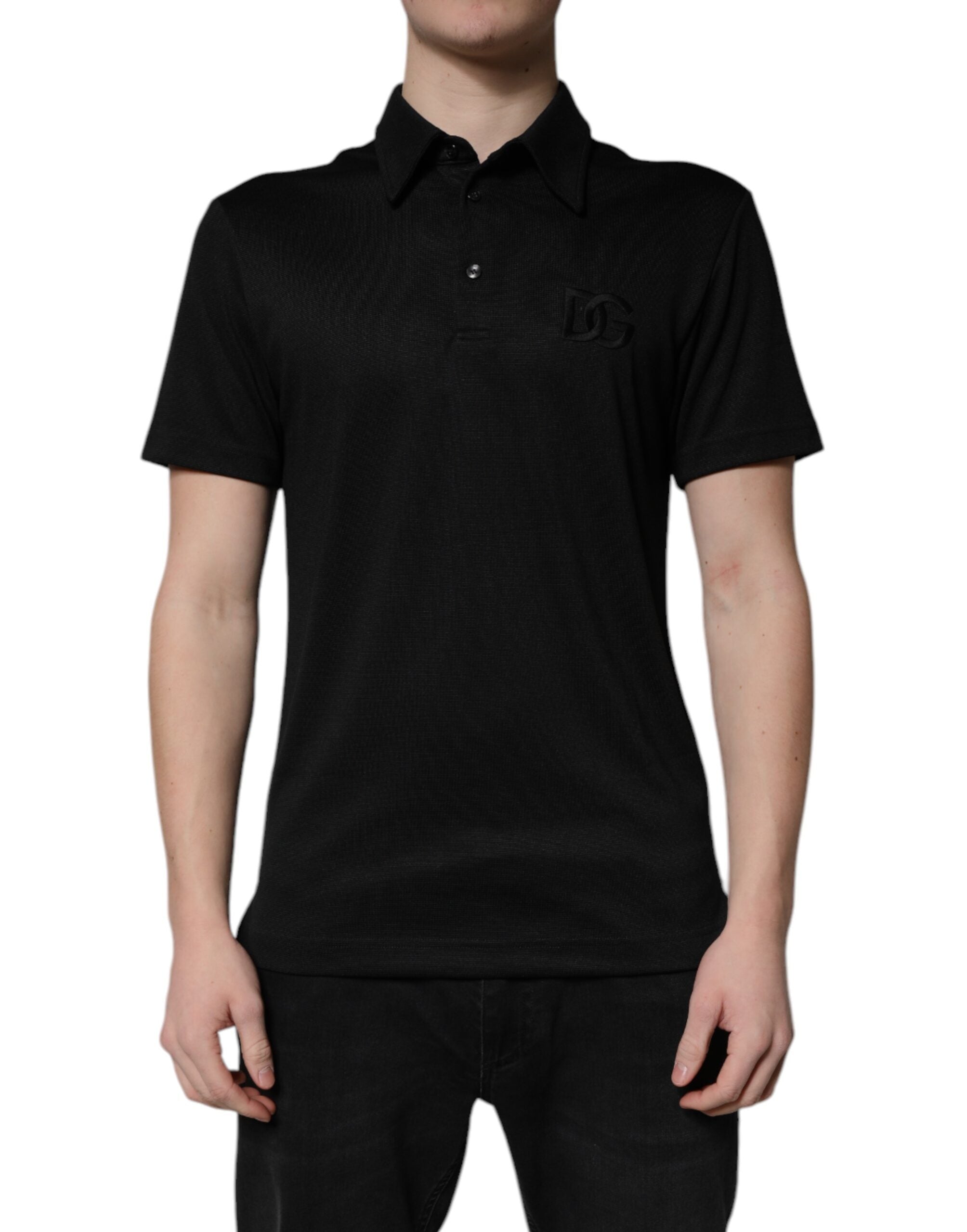 Dolce & Gabbana Black DG Logo Collared Polo T-shirt
