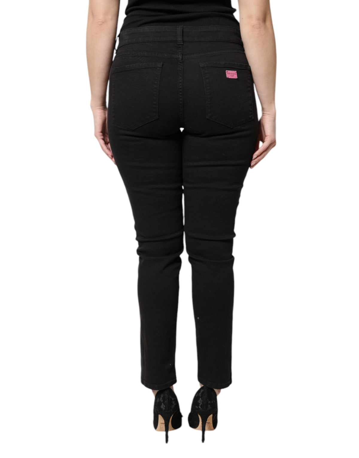 Pre-Owned Dolce & Gabbana Black Cotton High Waist Skinny Denim Jeans Women's - Very Good