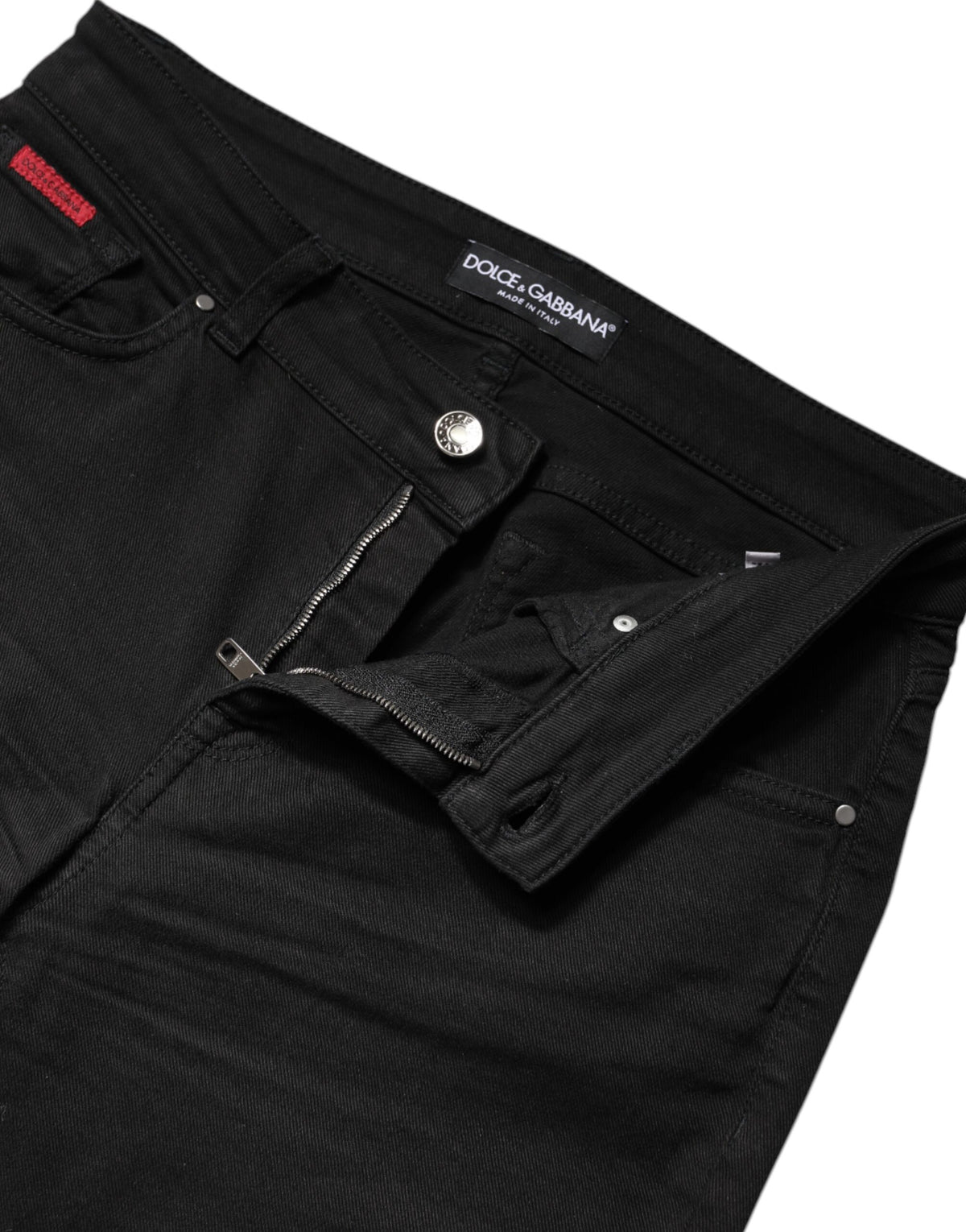 New Dolce & Gabbana Black Cotton High Waist Skinny Denim Jeans