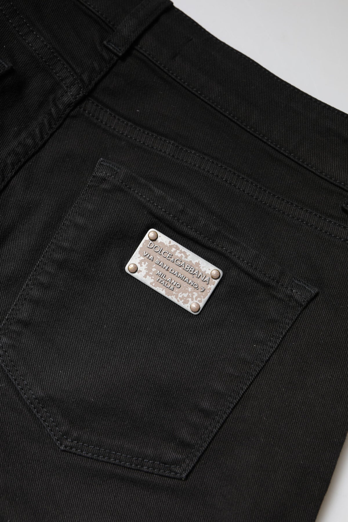 New Dolce & Gabbana Black Cotton High Waist Skinny Denim Jeans