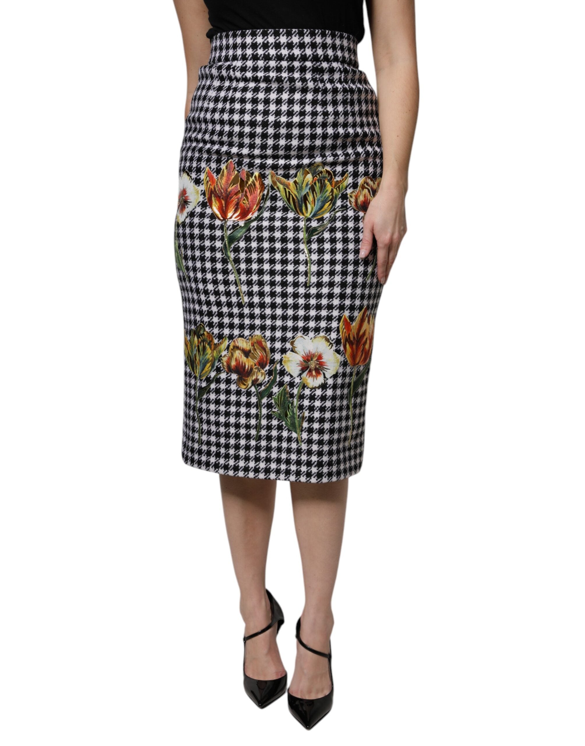 New Dolce & Gabbana Floral Print High Waist Pencil Cut Skirt