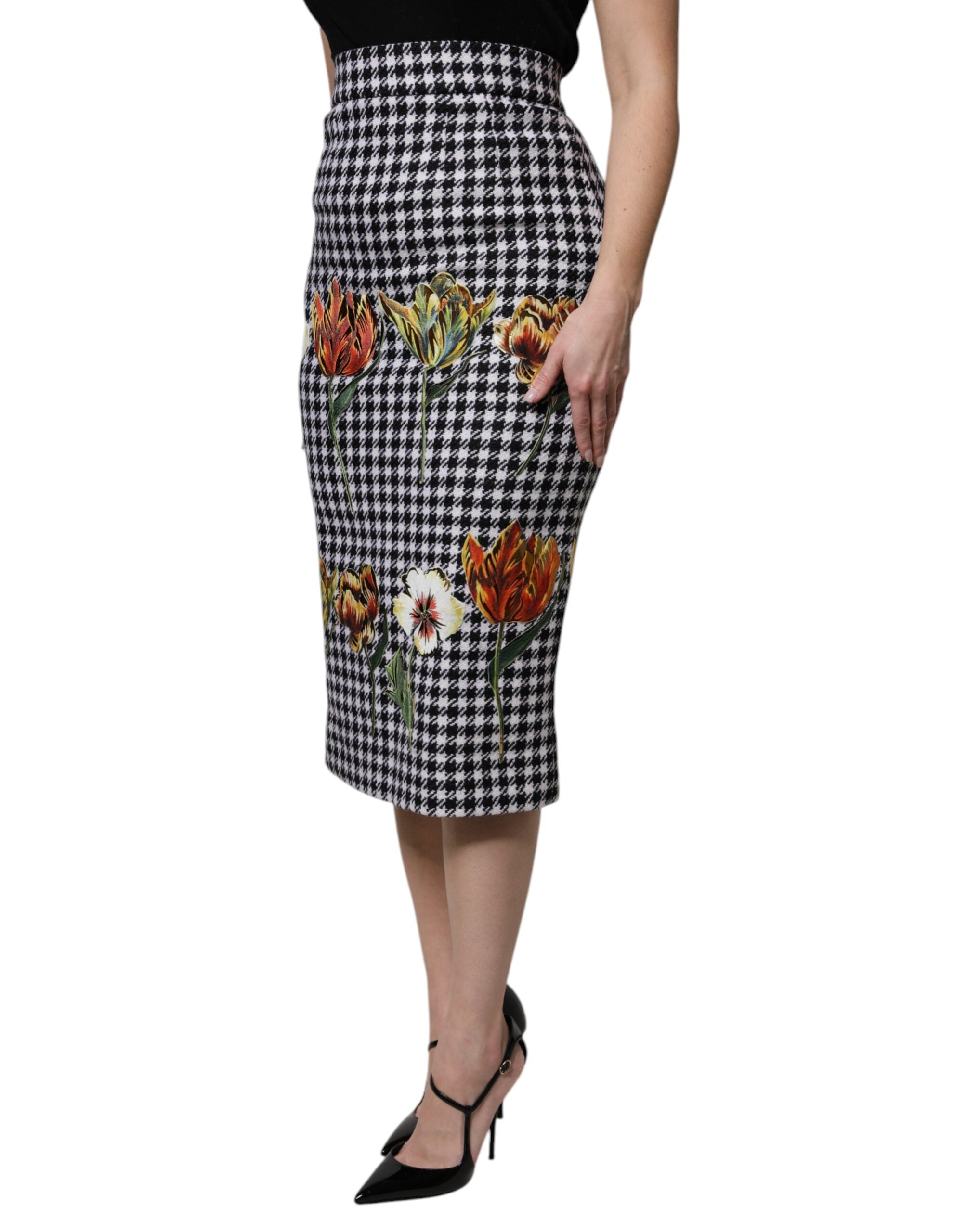 New Dolce & Gabbana Floral Print High Waist Pencil Cut Skirt