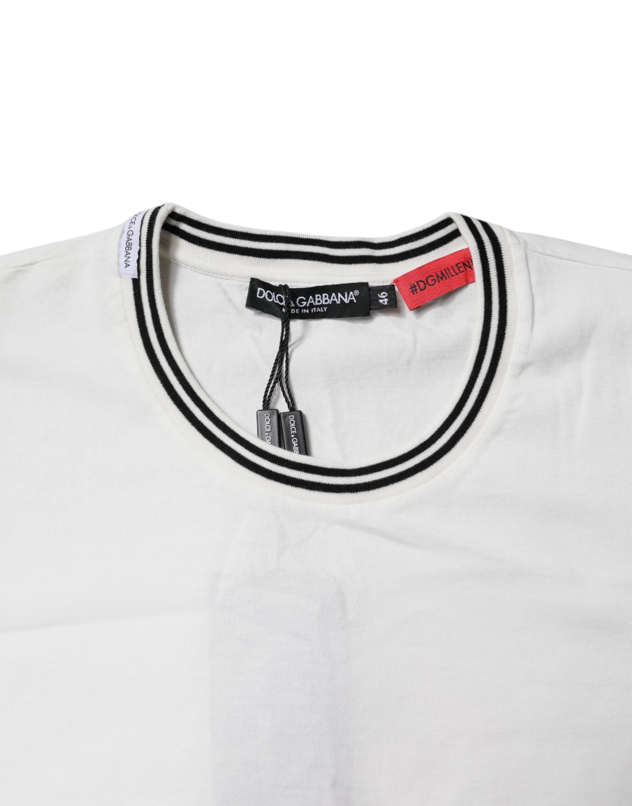 New Dolce & Gabbana White #DGMillennials Cotton Crewneck T-shirt