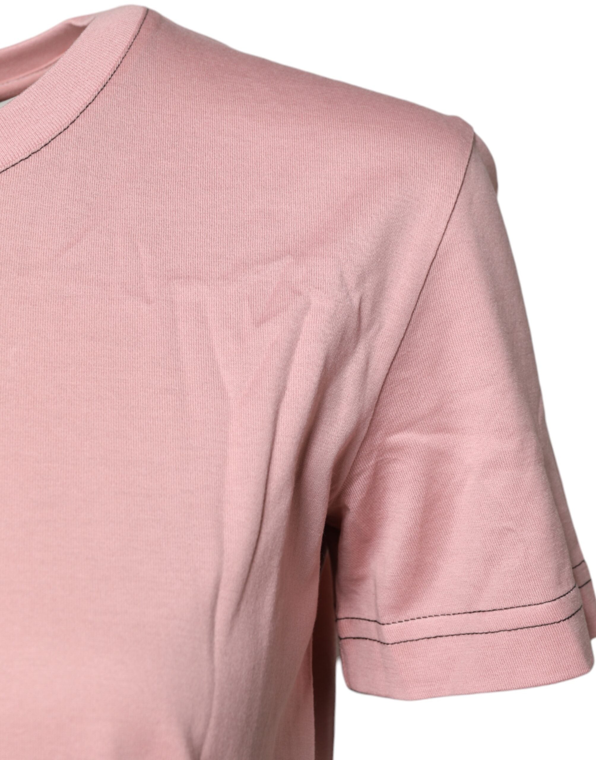 New Dolce & Gabbana Pink Logo Print Cotton Crew Neck T-shirt