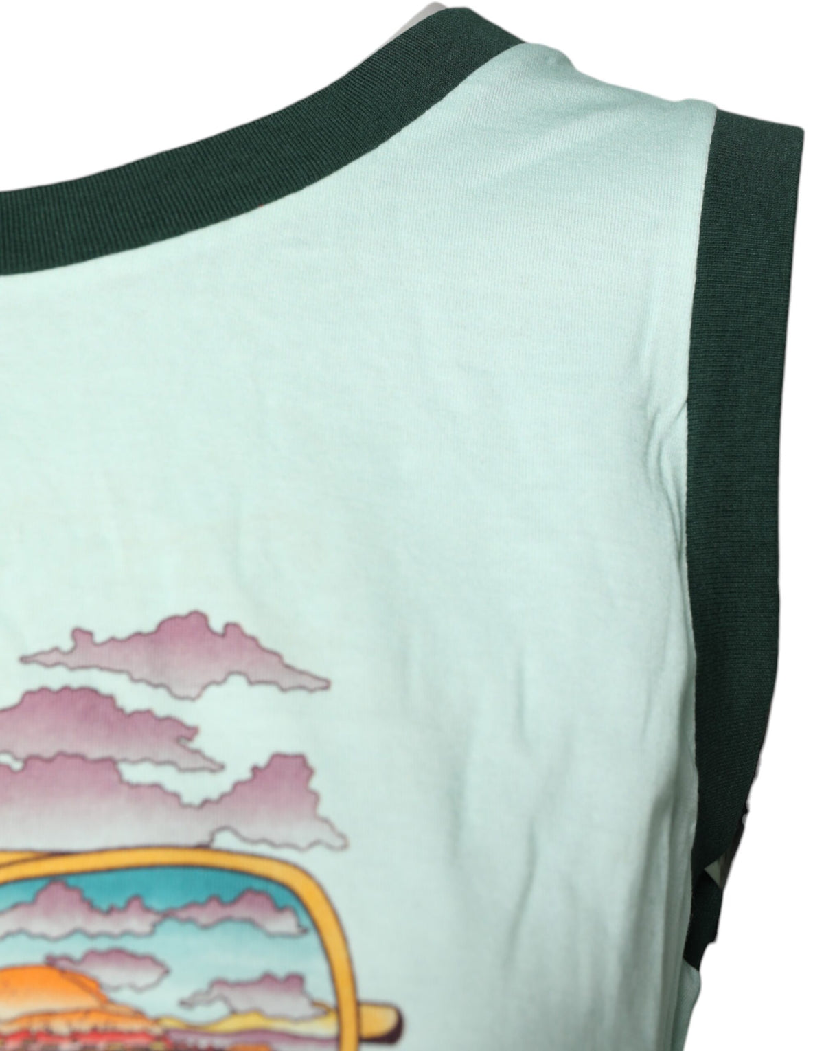 New Dolce & Gabbana Light Green Graphic Print Sleeveless Tank T-shirt