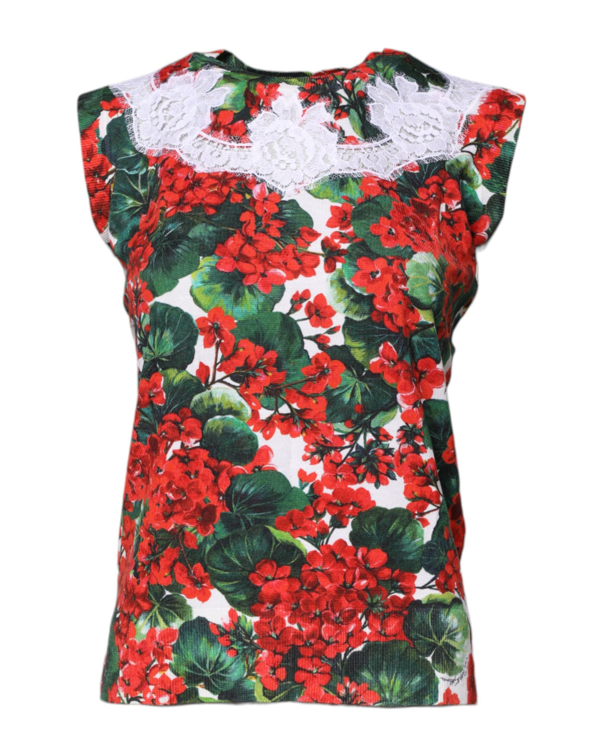 New Dolce & Gabbana Multicolor Floral Lace Sleeveless Tank Top