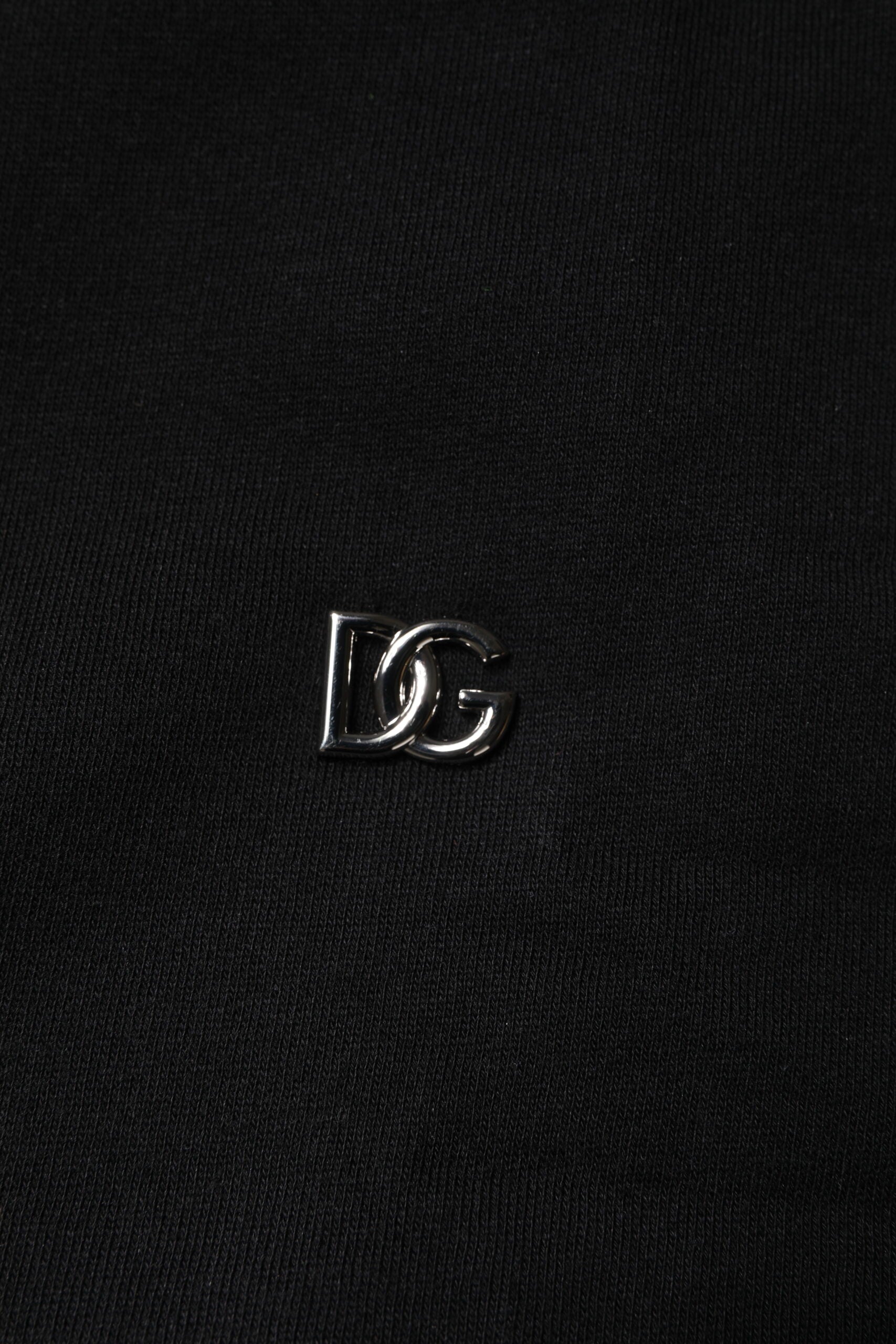 New Dolce & Gabbana Black Cotton Crew Neck Sweatshirt Sweater